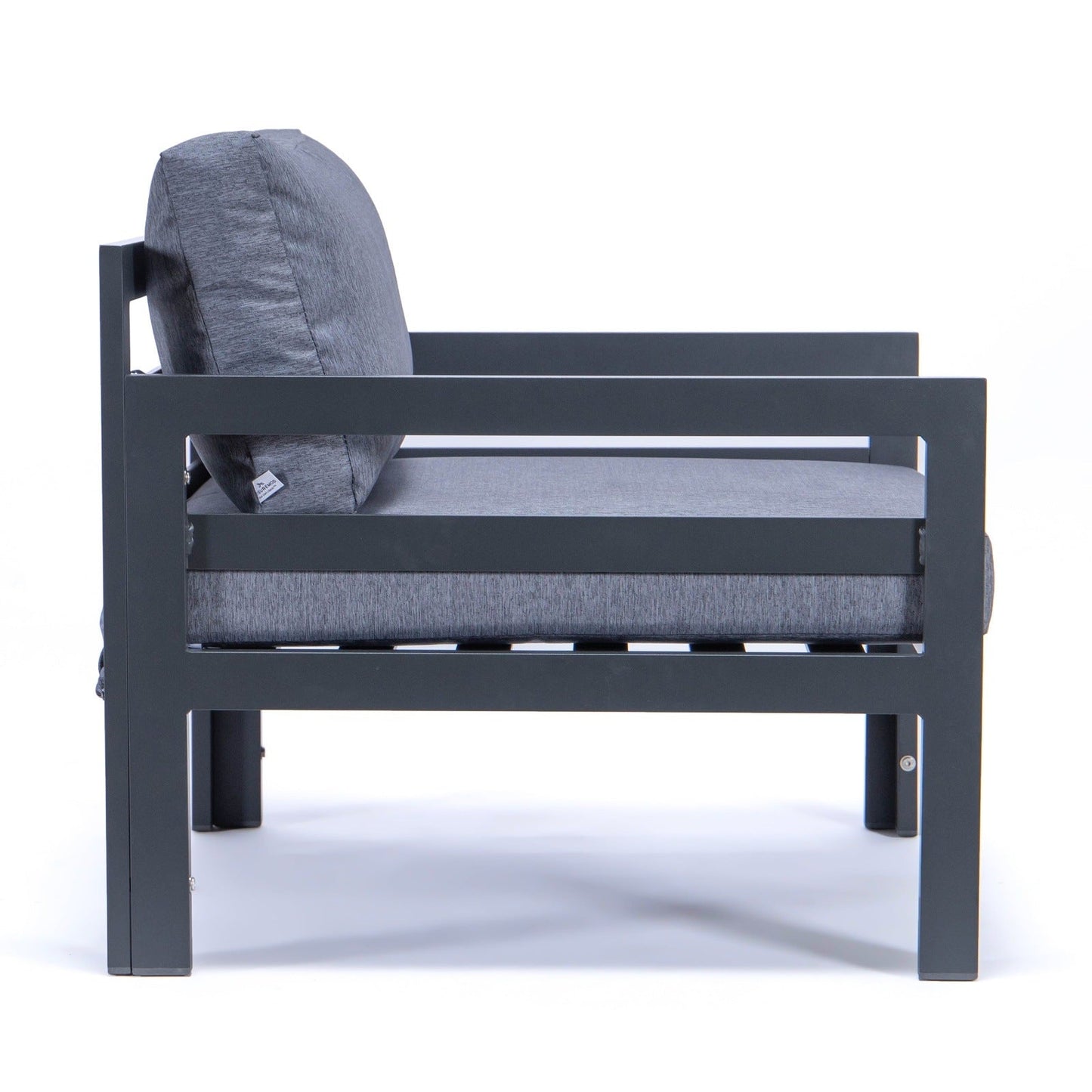 Chelsea Outdoor Patio Black Aluminum Armchairs With Cushions Set Of 2