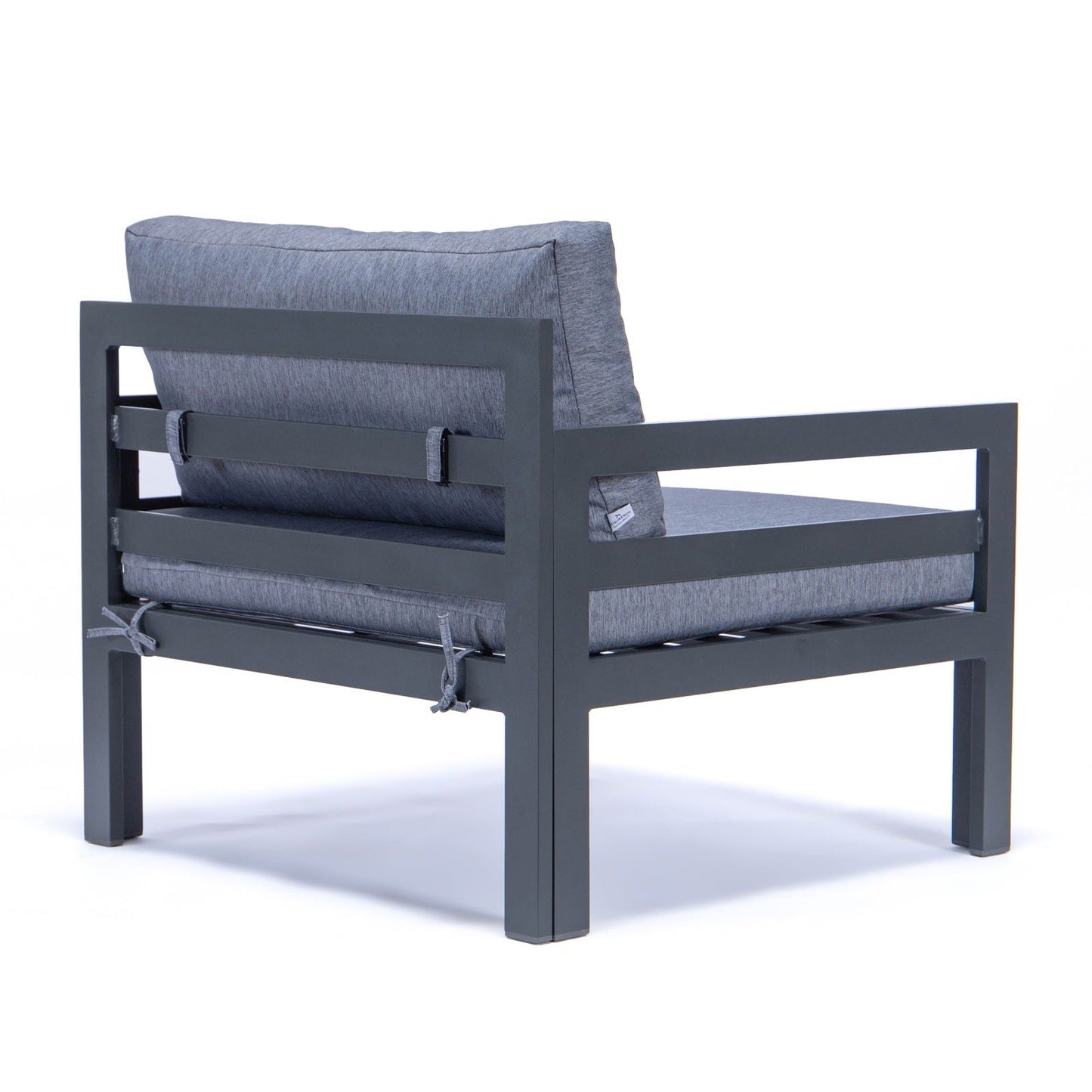 Chelsea Outdoor Patio Black Aluminum Armchairs With Cushions Set Of 2
