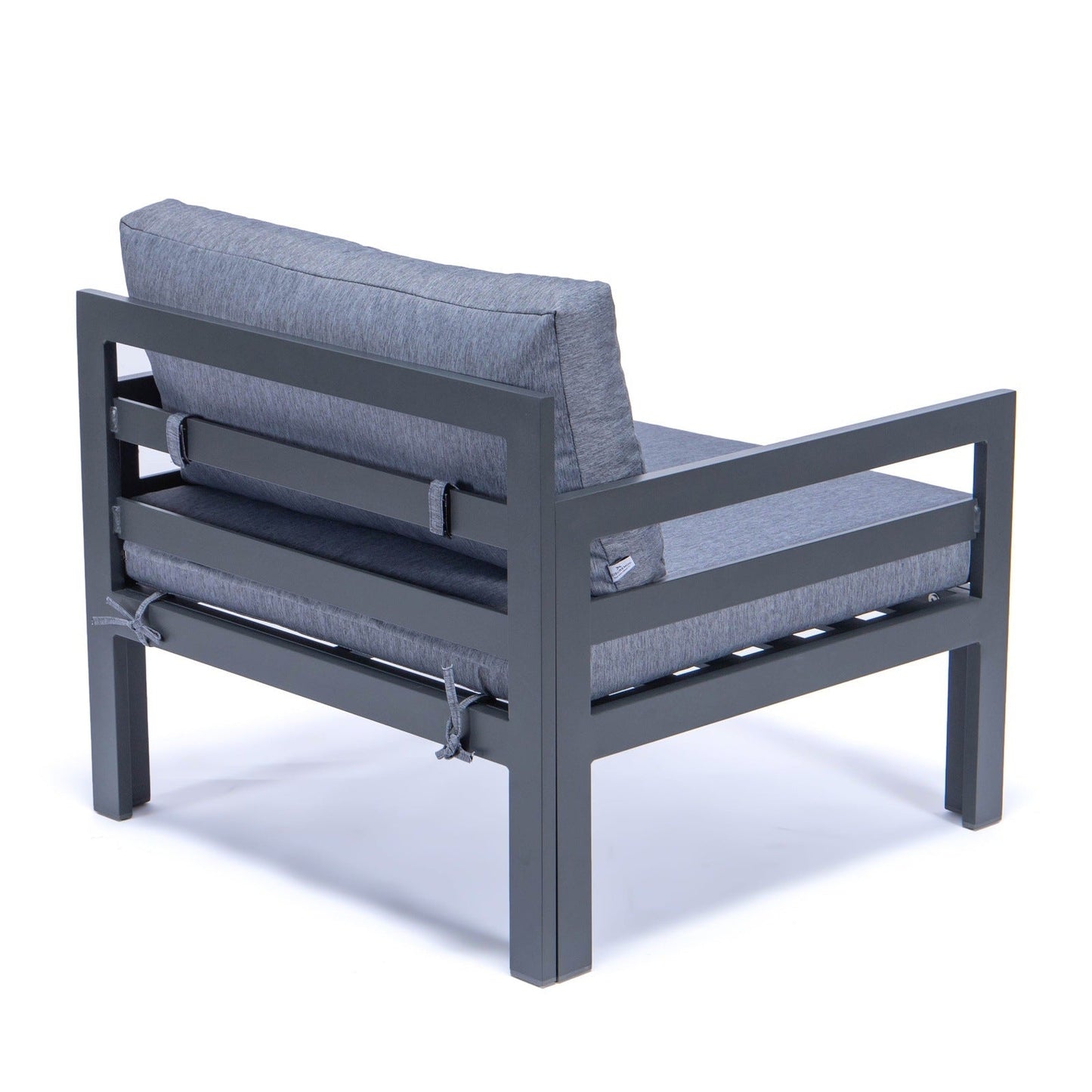 Chelsea Outdoor Patio Black Aluminum Armchairs With Cushions Set Of 2
