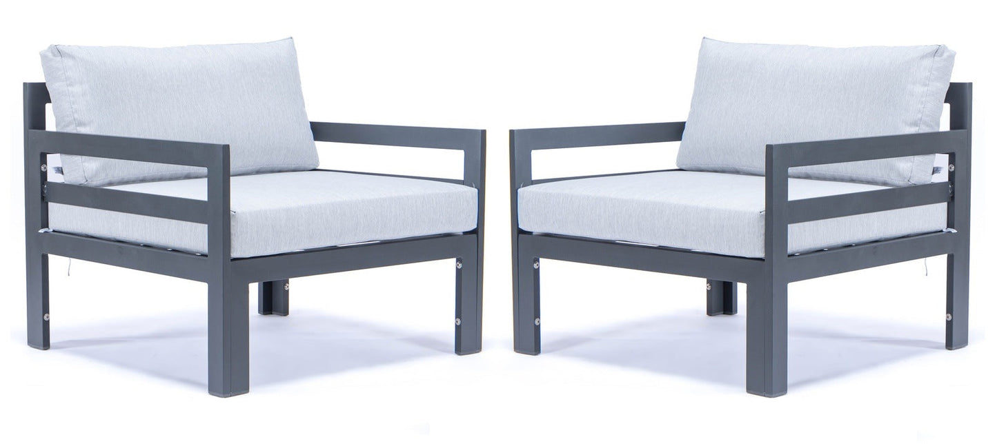 Chelsea Outdoor Patio Black Aluminum Armchairs With Cushions Set Of 2