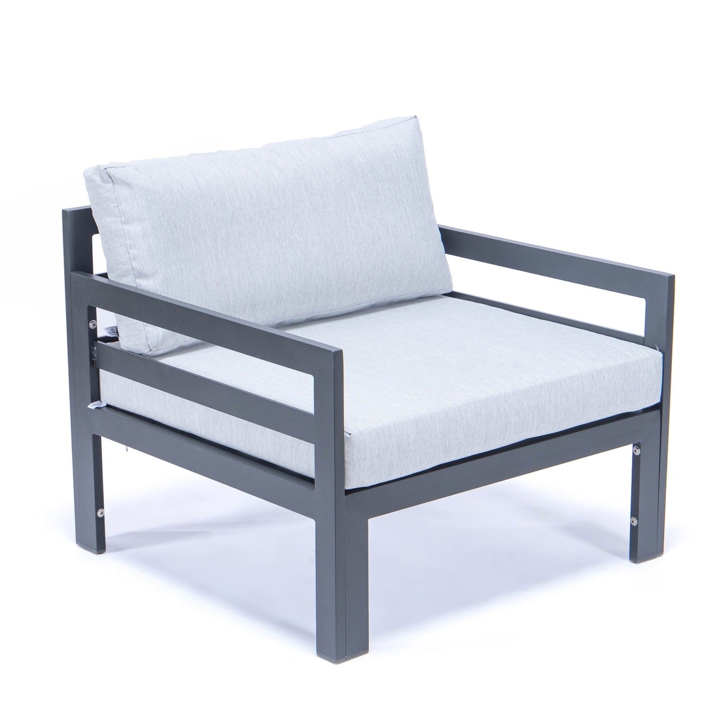 Chelsea Outdoor Patio Black Aluminum Armchairs With Cushions Set Of 2