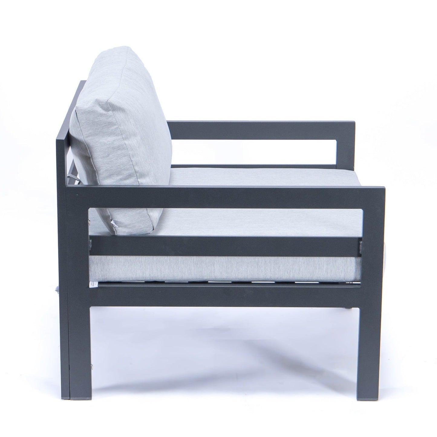 Chelsea Outdoor Patio Black Aluminum Armchairs With Cushions Set Of 2