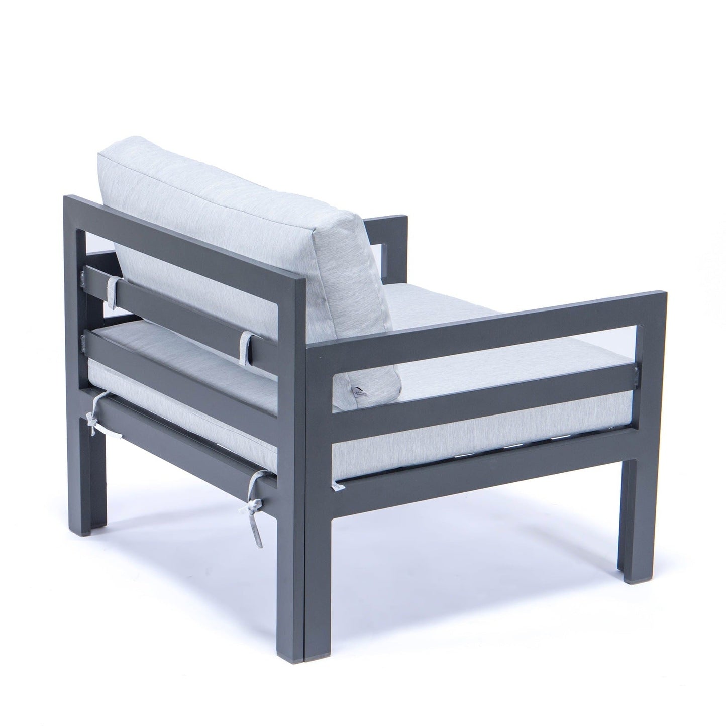 Chelsea Outdoor Patio Black Aluminum Armchairs With Cushions Set Of 2