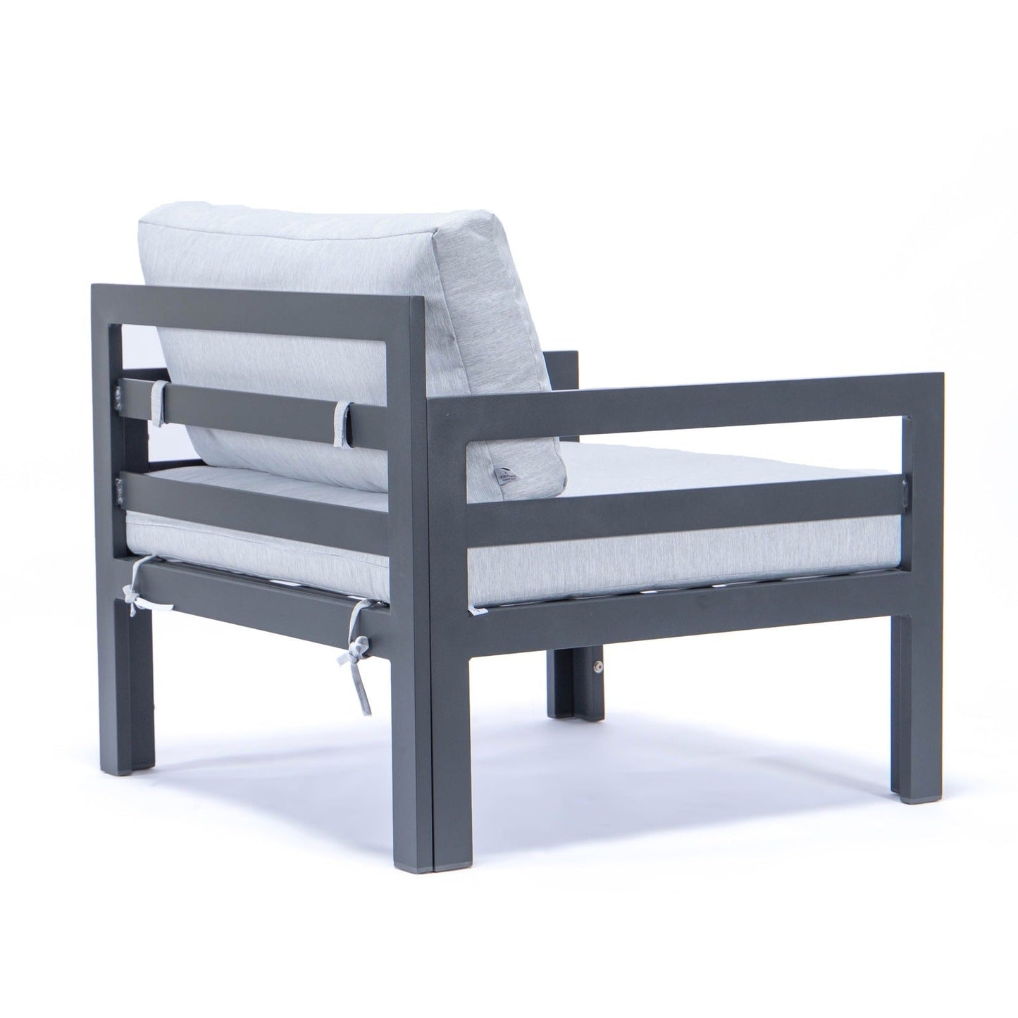 Chelsea Outdoor Patio Black Aluminum Armchairs With Cushions Set Of 2