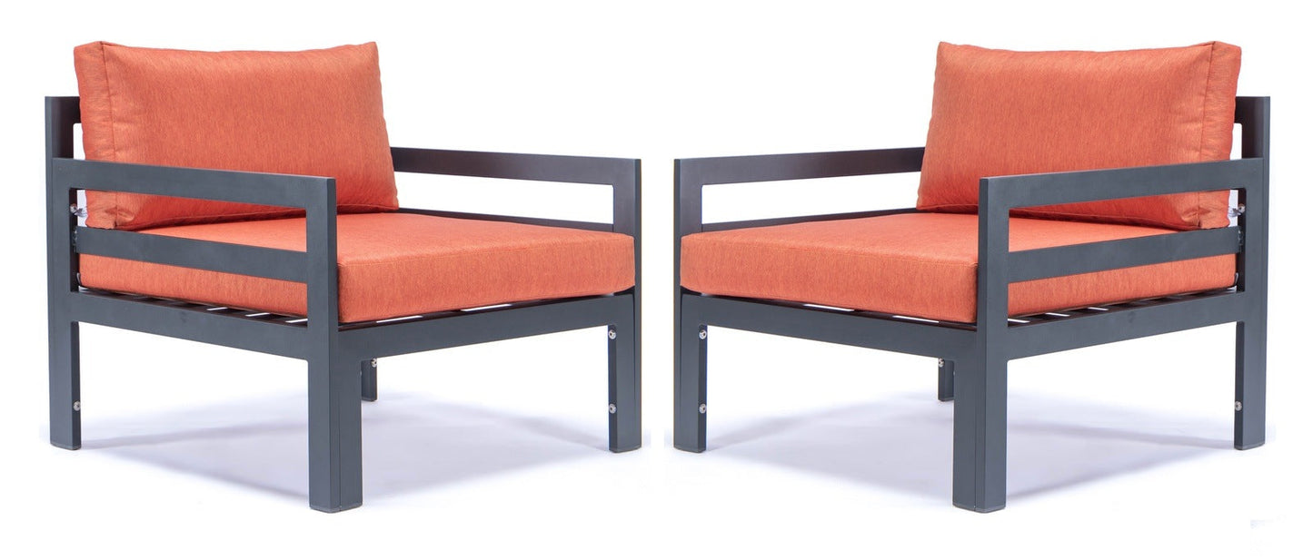 Chelsea Outdoor Patio Black Aluminum Armchairs With Cushions Set Of 2