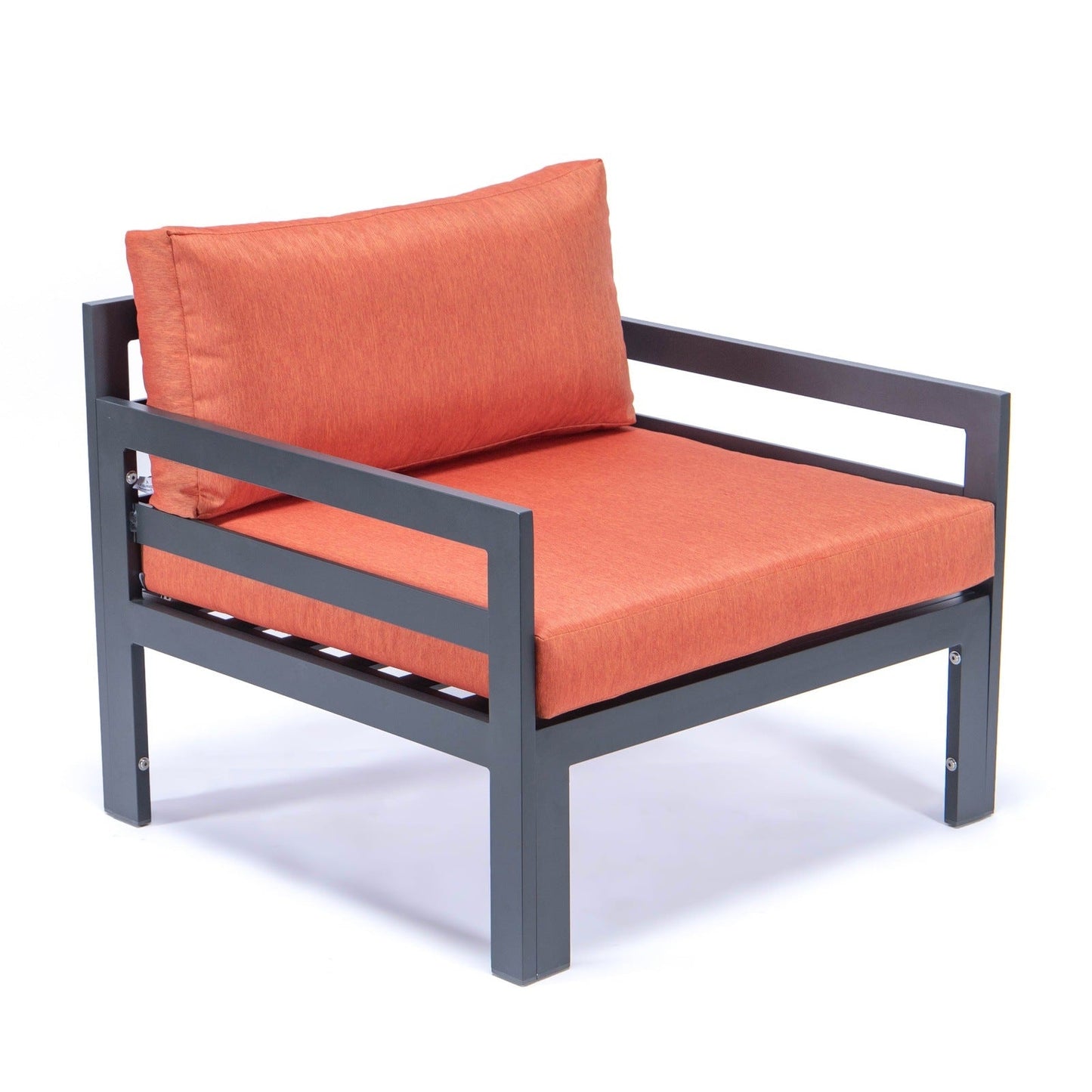 Chelsea Outdoor Patio Black Aluminum Armchairs With Cushions Set Of 2