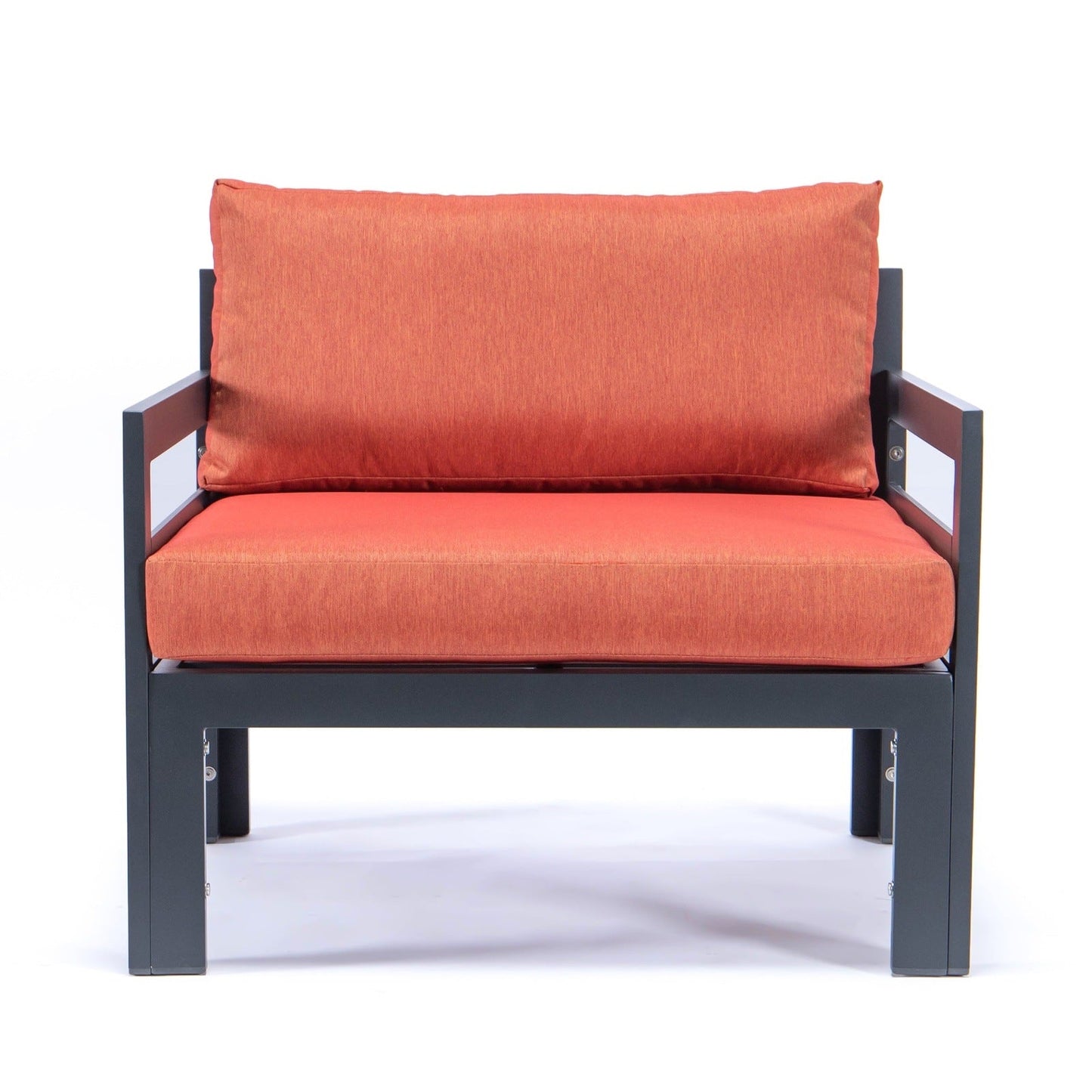 Chelsea Outdoor Patio Black Aluminum Armchairs With Cushions Set Of 2