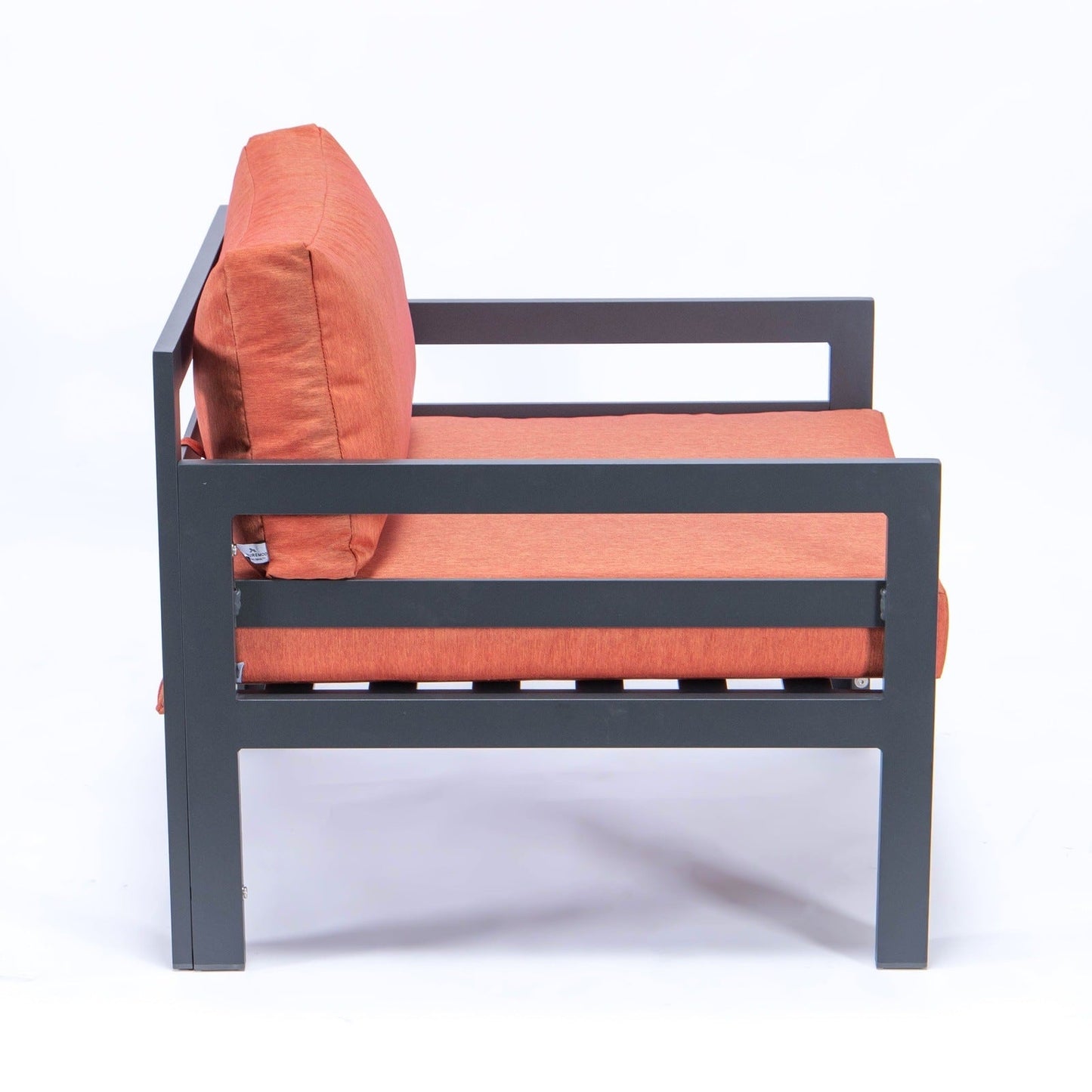 Chelsea Outdoor Patio Black Aluminum Armchairs With Cushions Set Of 2