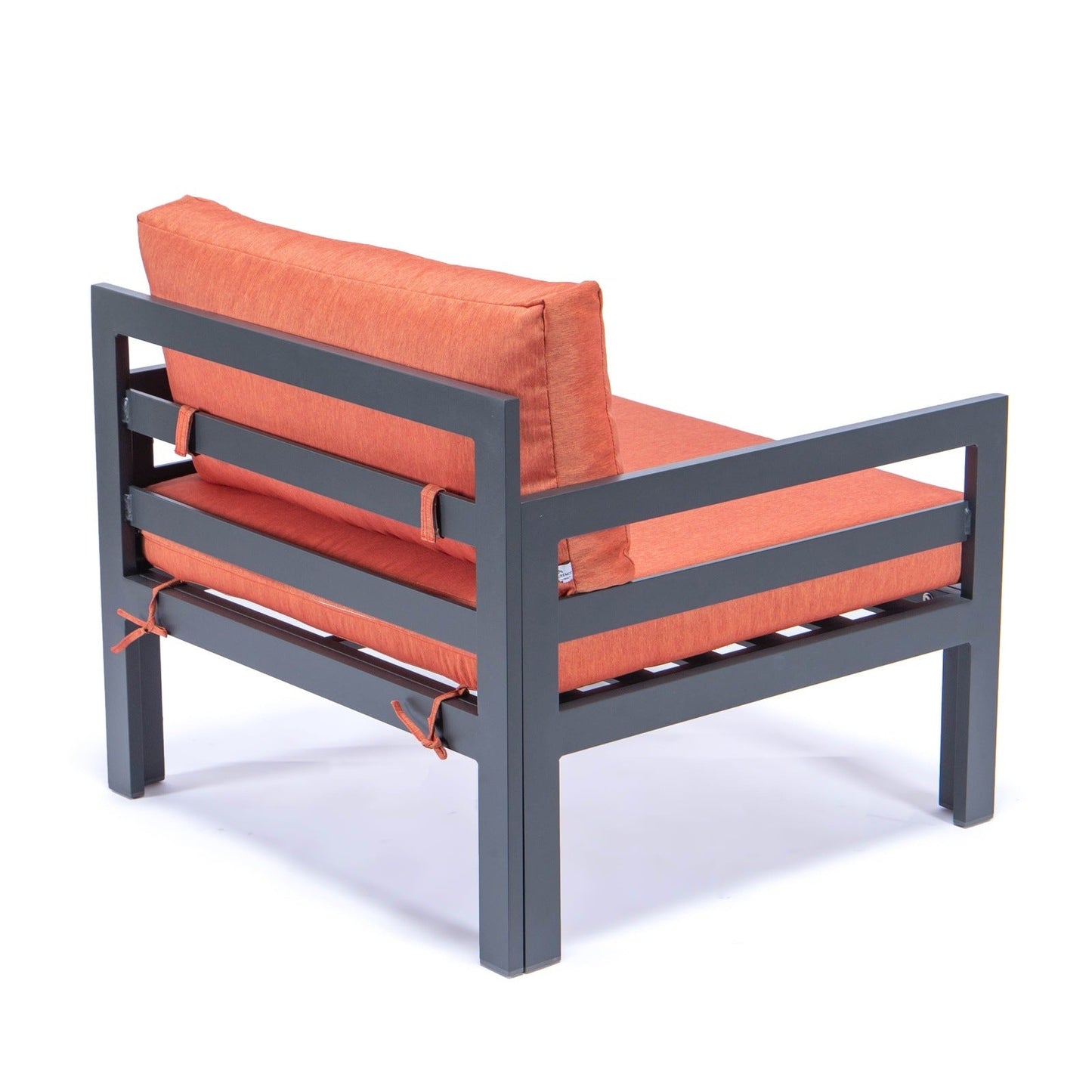 Chelsea Outdoor Patio Black Aluminum Armchairs With Cushions Set Of 2