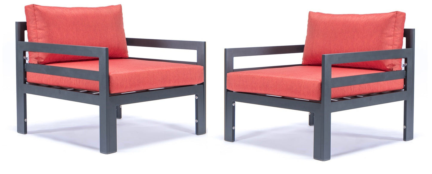 Chelsea Outdoor Patio Black Aluminum Armchairs With Cushions Set Of 2