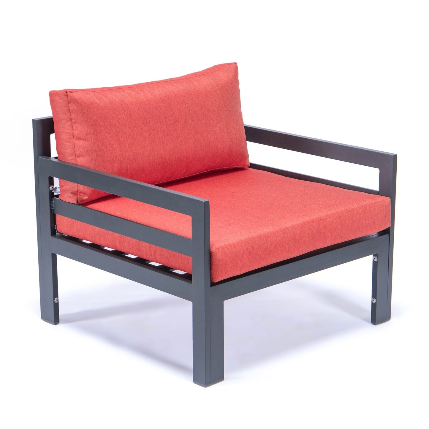 Chelsea Outdoor Patio Black Aluminum Armchairs With Cushions Set Of 2