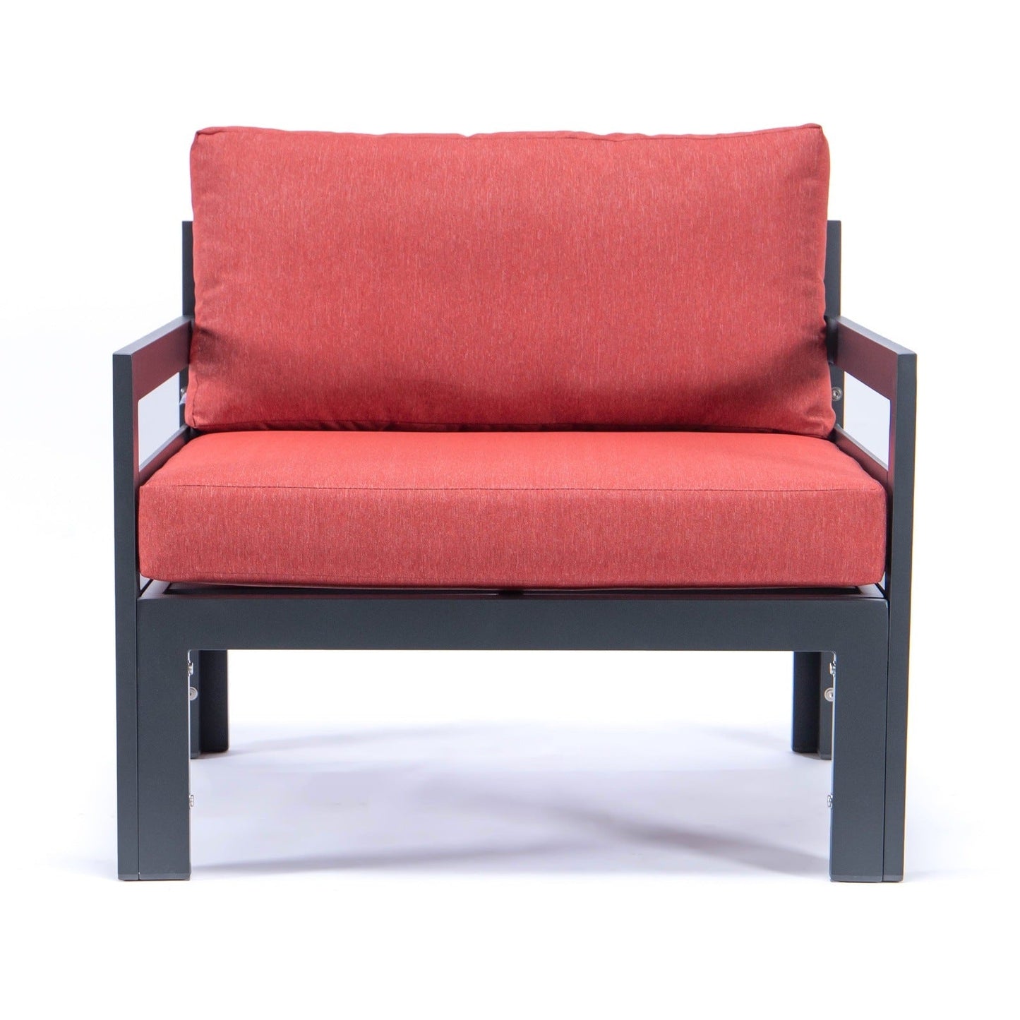 Chelsea Outdoor Patio Black Aluminum Armchairs With Cushions Set Of 2