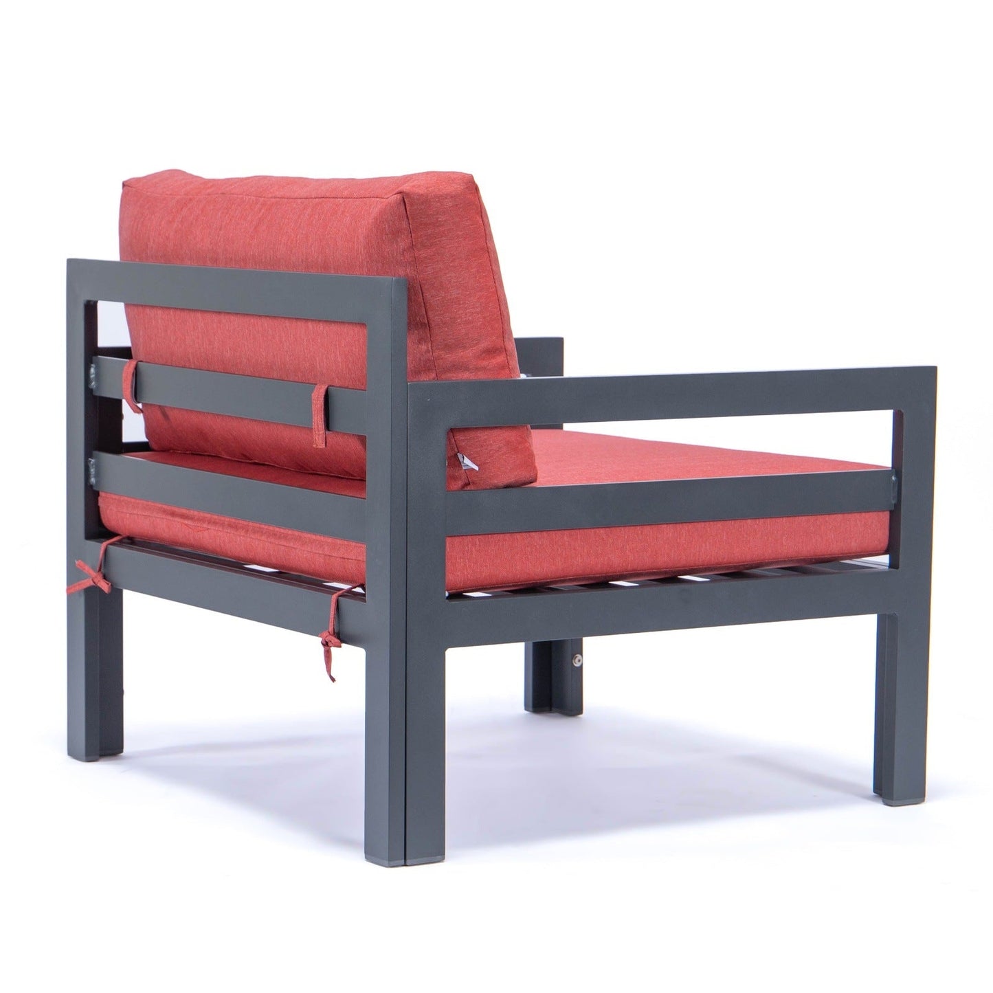 Chelsea Outdoor Patio Black Aluminum Armchairs With Cushions Set Of 2