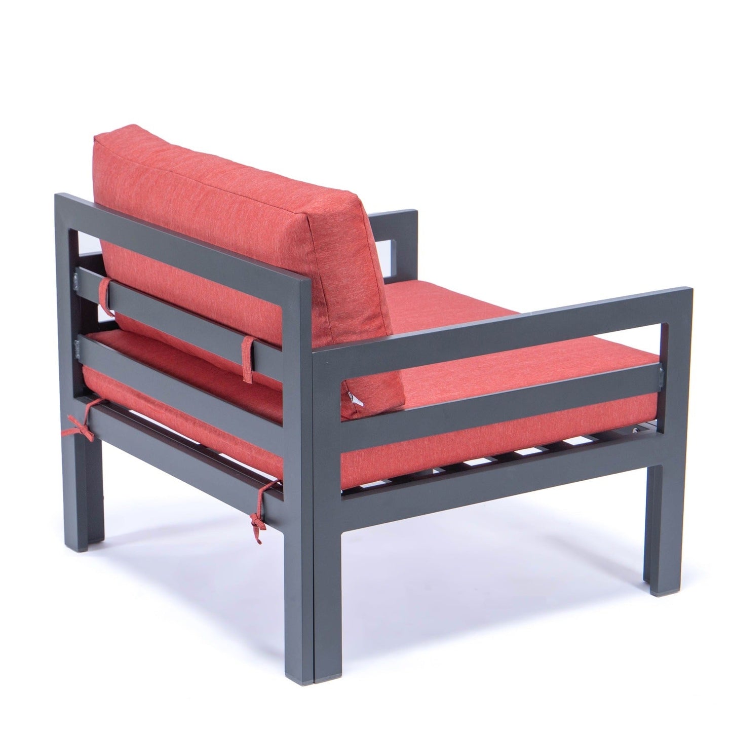 Chelsea Outdoor Patio Black Aluminum Armchairs With Cushions Set Of 2
