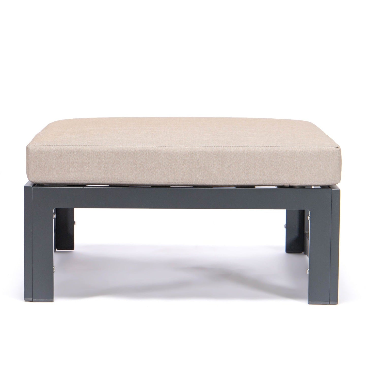 Chelsea Outdoor Patio Black Aluminum Ottomans With Cushions Set Of 2