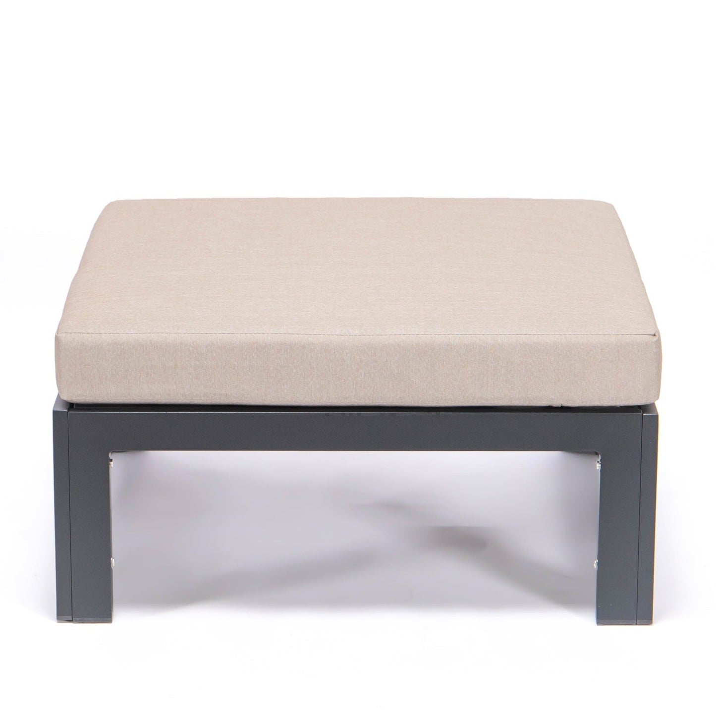Chelsea Outdoor Patio Black Aluminum Ottomans With Cushions Set Of 2