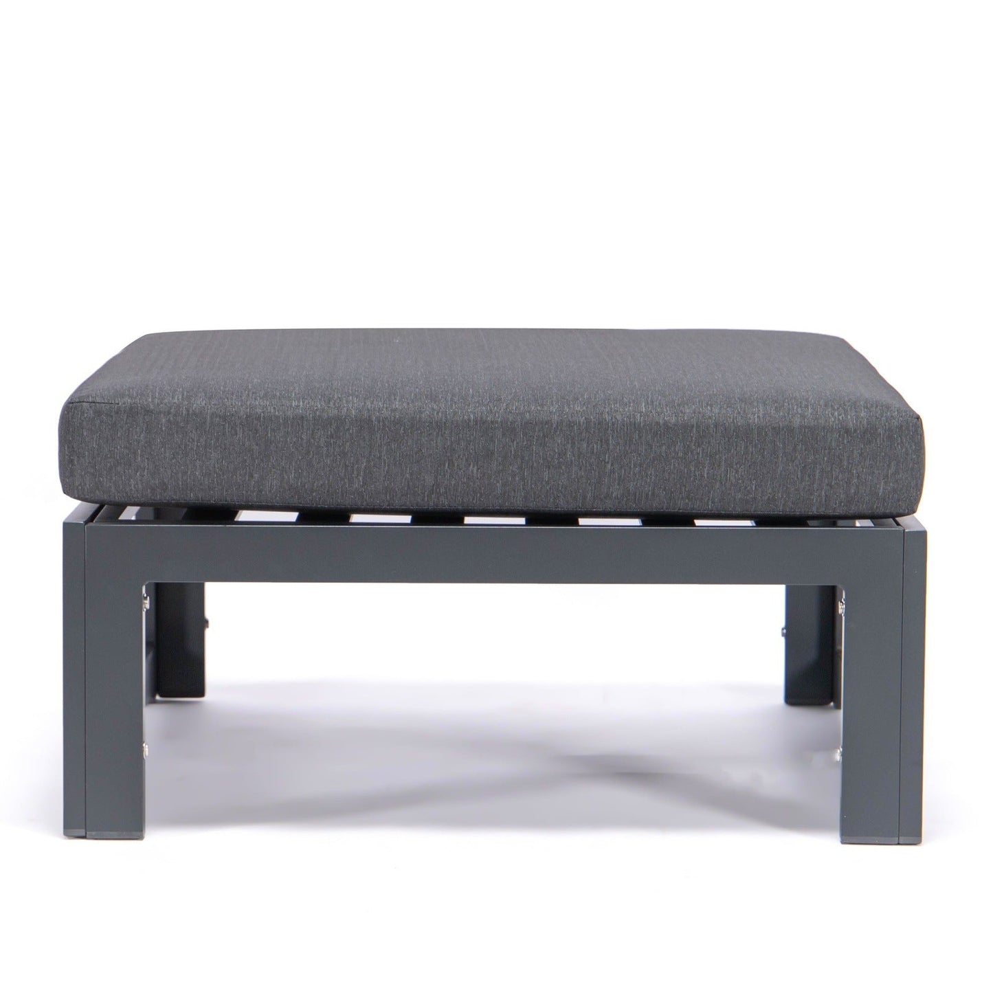 Chelsea Outdoor Patio Black Aluminum Ottomans With Cushions Set Of 2