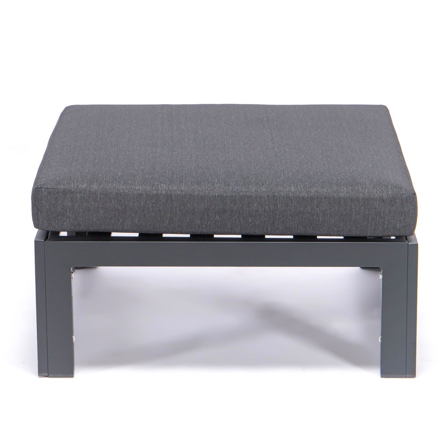 Chelsea Outdoor Patio Black Aluminum Ottomans With Cushions Set Of 2