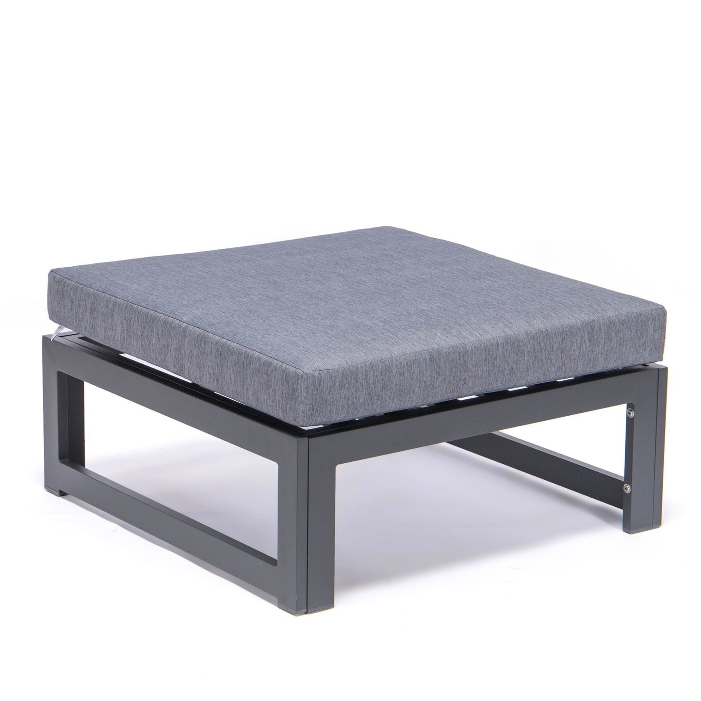 Chelsea Outdoor Patio Black Aluminum Ottomans With Cushions Set Of 2
