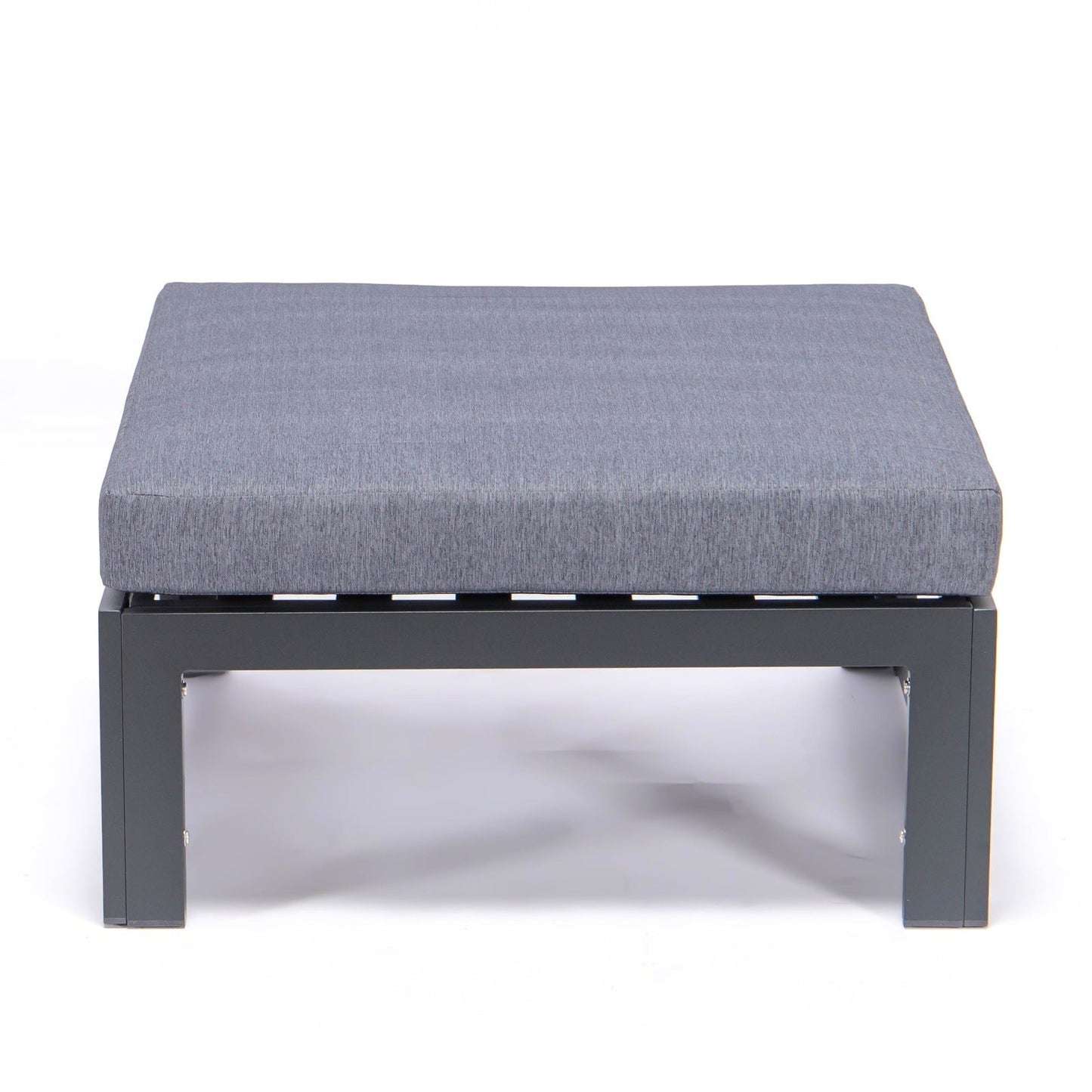 Chelsea Outdoor Patio Black Aluminum Ottomans With Cushions Set Of 2