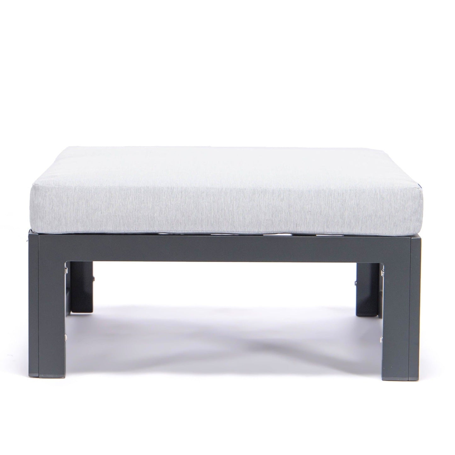 Chelsea Outdoor Patio Black Aluminum Ottomans With Cushions Set Of 2
