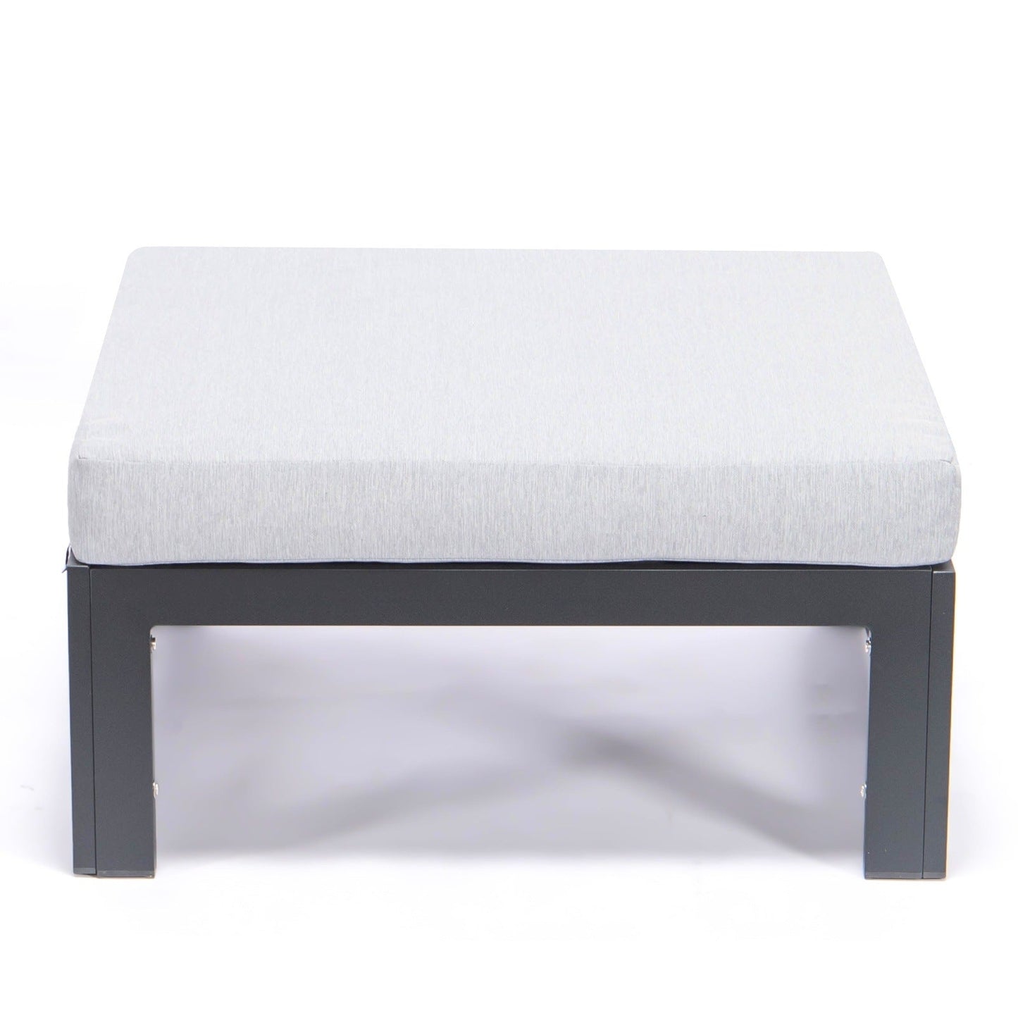 Chelsea Outdoor Patio Black Aluminum Ottomans With Cushions Set Of 2