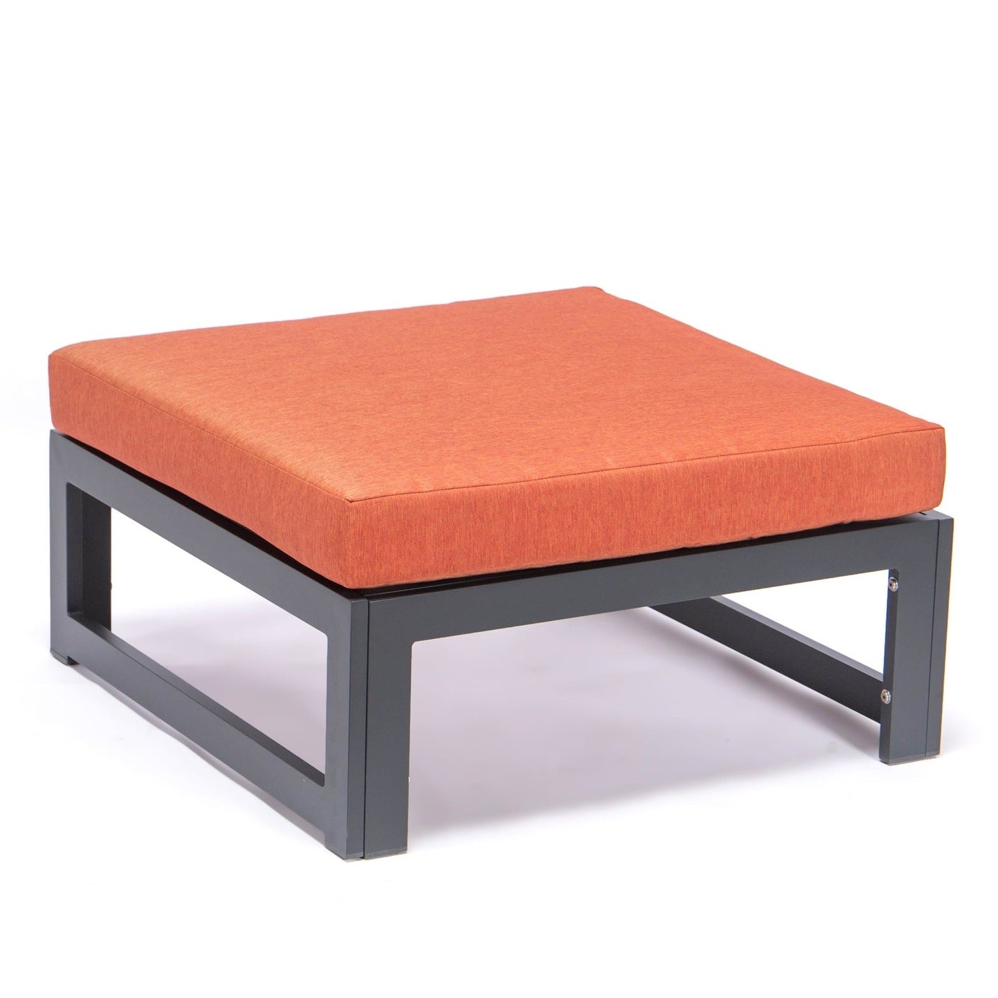 Chelsea Outdoor Patio Black Aluminum Ottomans With Cushions Set Of 2
