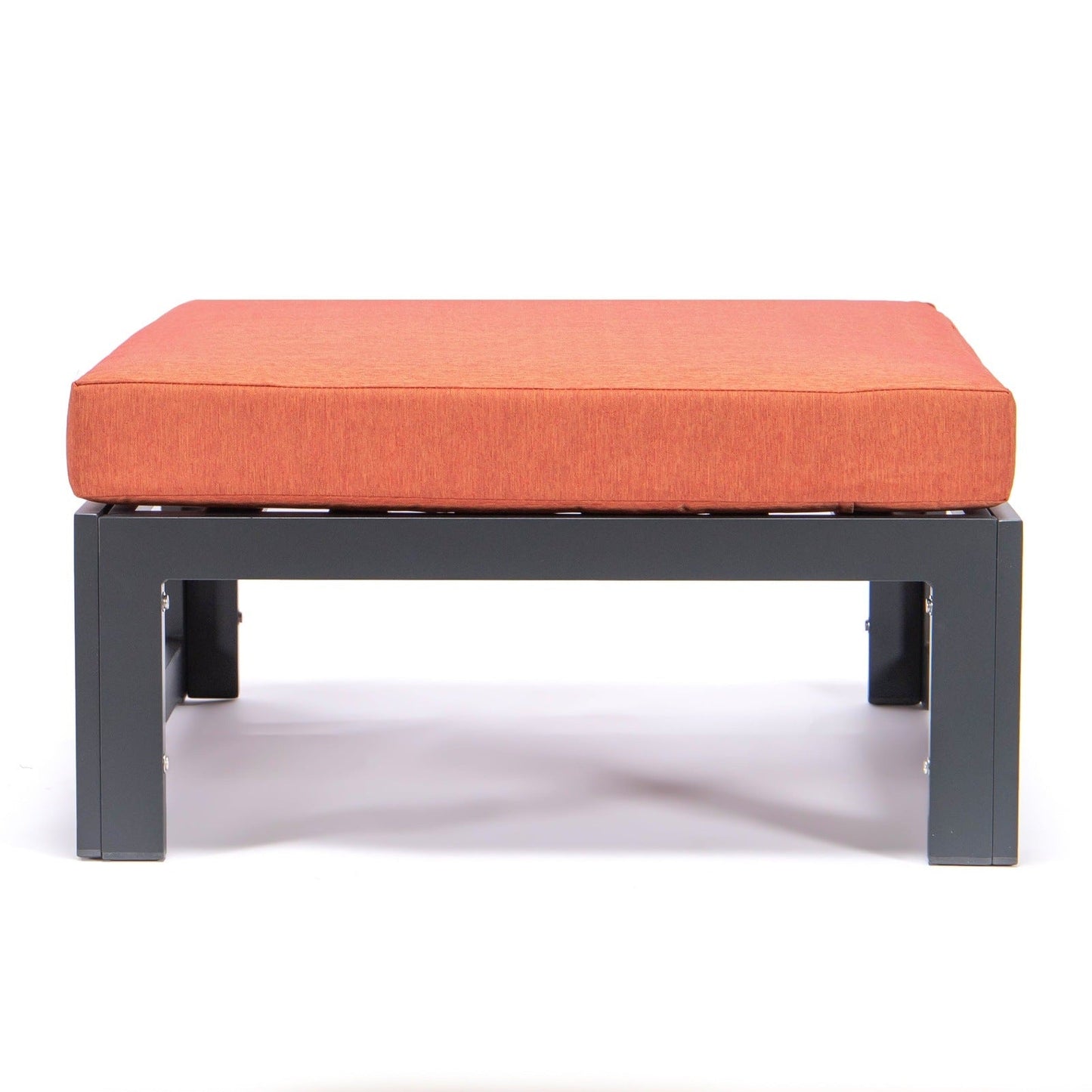 Chelsea Outdoor Patio Black Aluminum Ottomans With Cushions Set Of 2