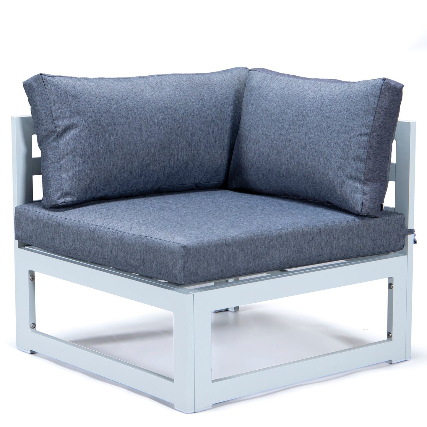 Chelsea 7-Piece Patio Sectional And Coffee Table Set In White Aluminum With Cushions