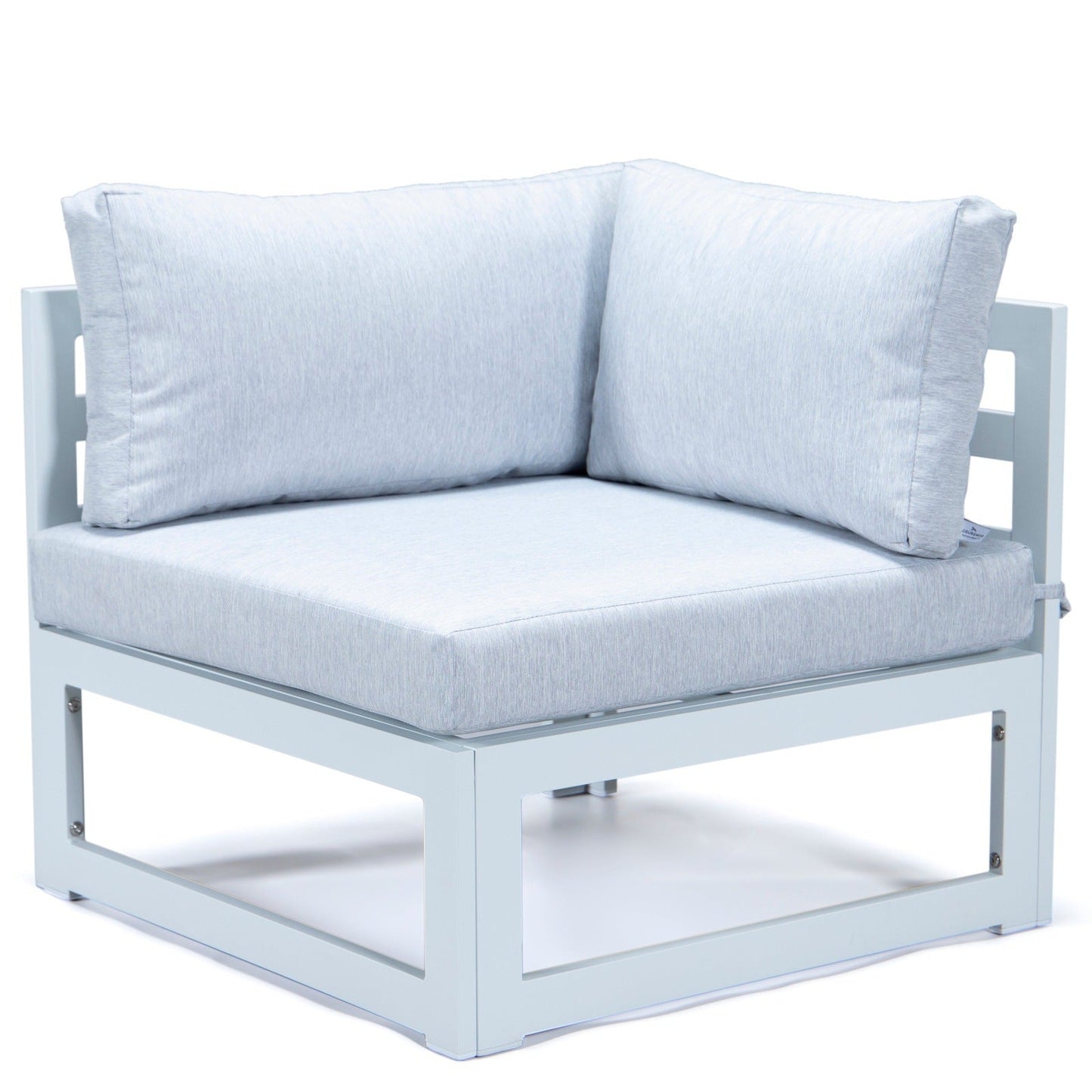 Chelsea 7-Piece Patio Sectional And Coffee Table Set In White Aluminum With Cushions