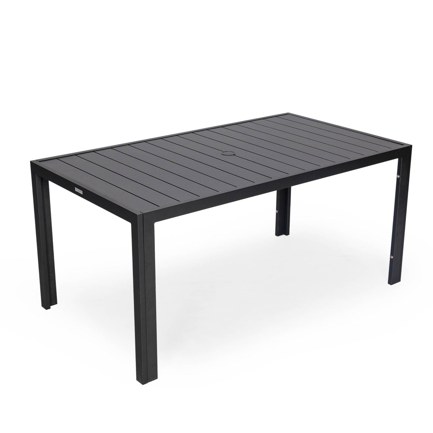Chelsea Mid-Century Modern 63" & 87" Rectangular Outdoor Dining Table, Black Aluminum