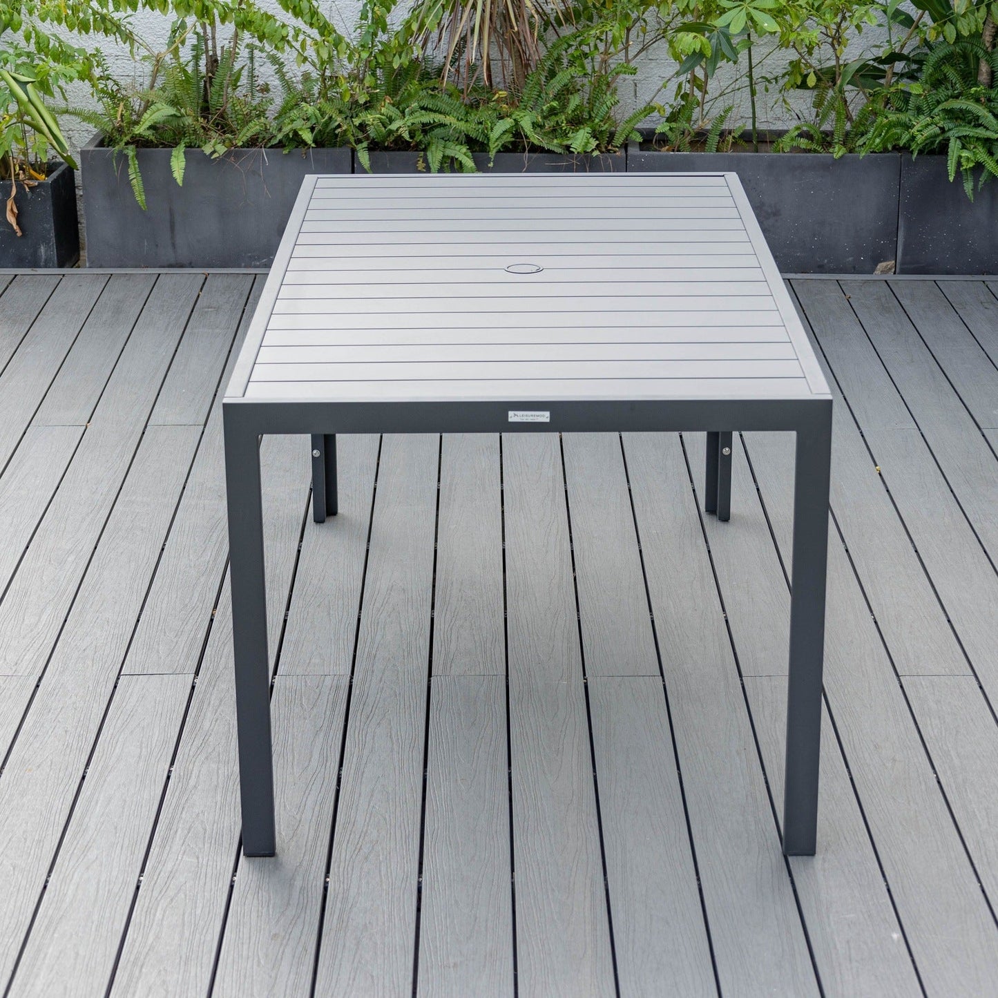 Chelsea Mid-Century Modern 63" & 87" Rectangular Outdoor Dining Table, Black Aluminum