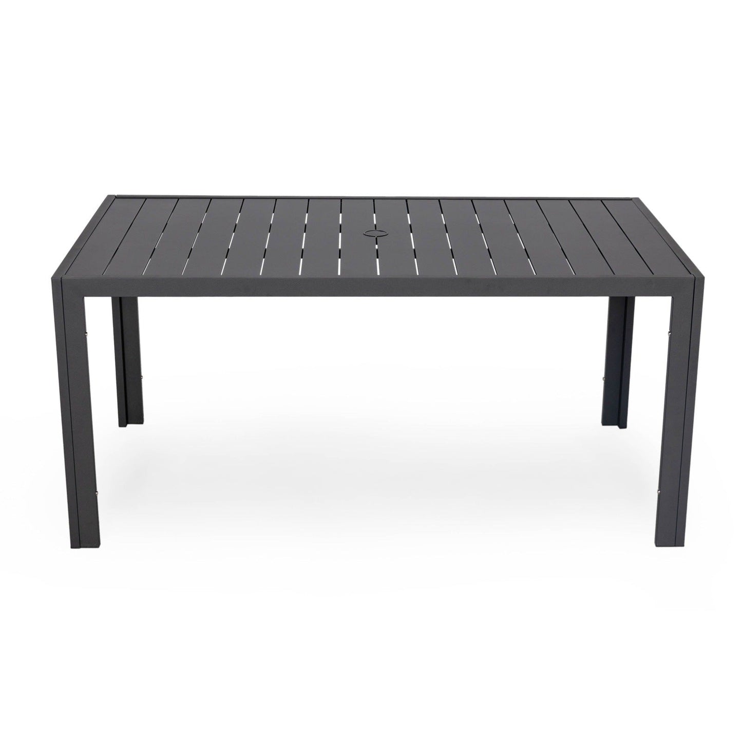 Chelsea Mid-Century Modern 63" & 87" Rectangular Outdoor Dining Table, Black Aluminum