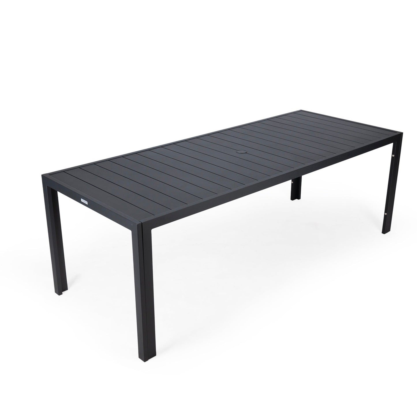 Chelsea Mid-Century Modern 63" & 87" Rectangular Outdoor Dining Table, Black Aluminum