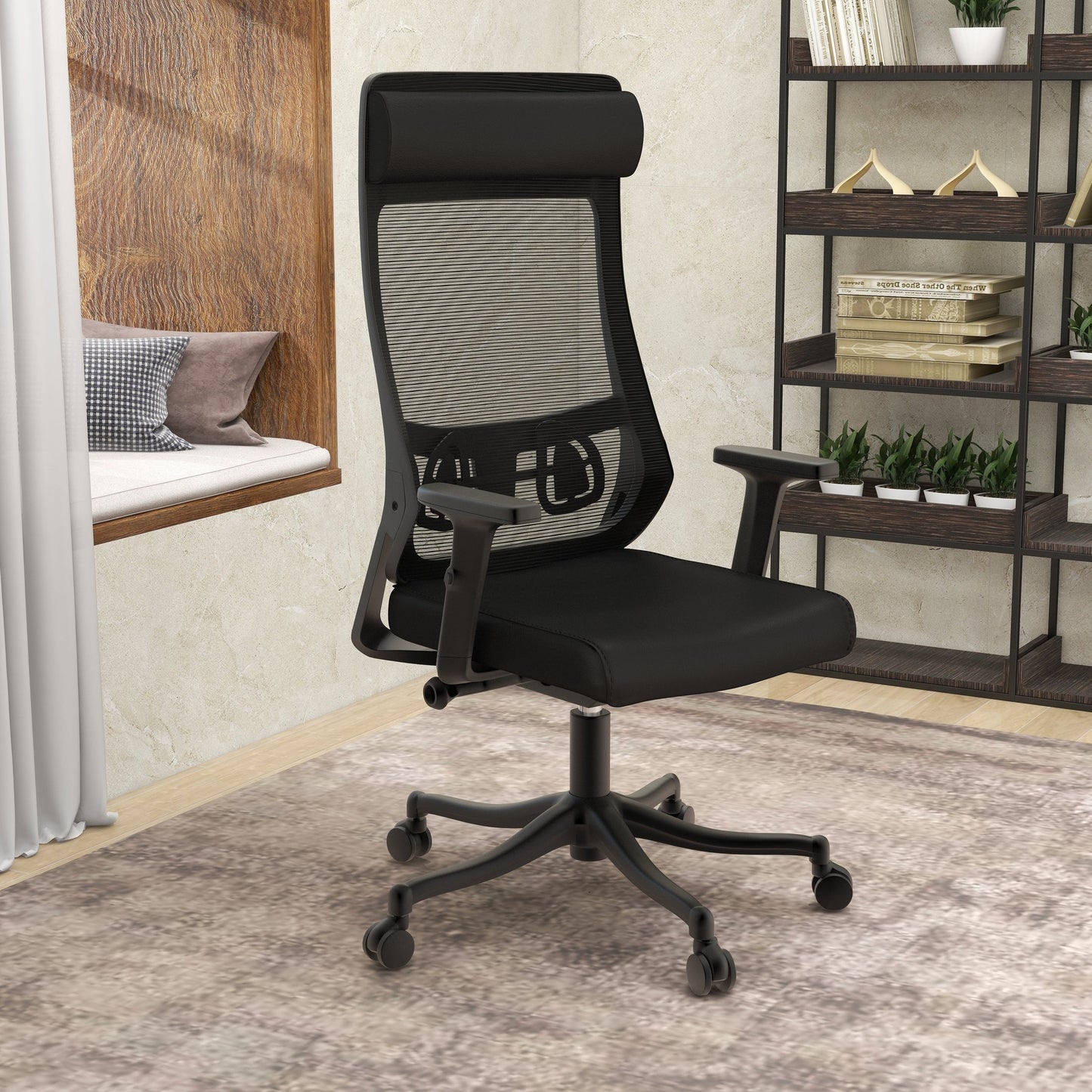 Dale Adjustable Upholstered Office Chair with Mesh Back