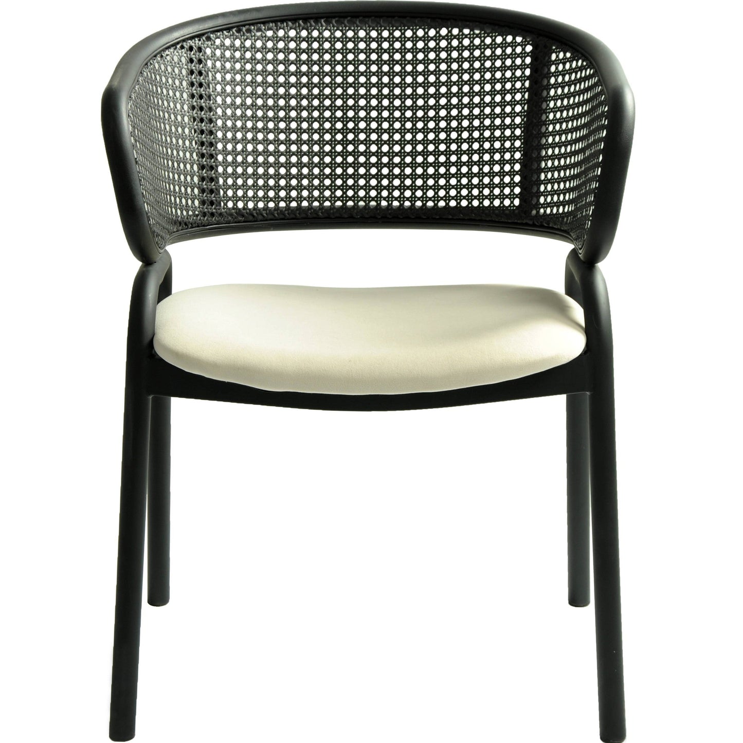 Ervilla Dining Armchair with Black Steel Legs and Black Wicker Back Set of 2