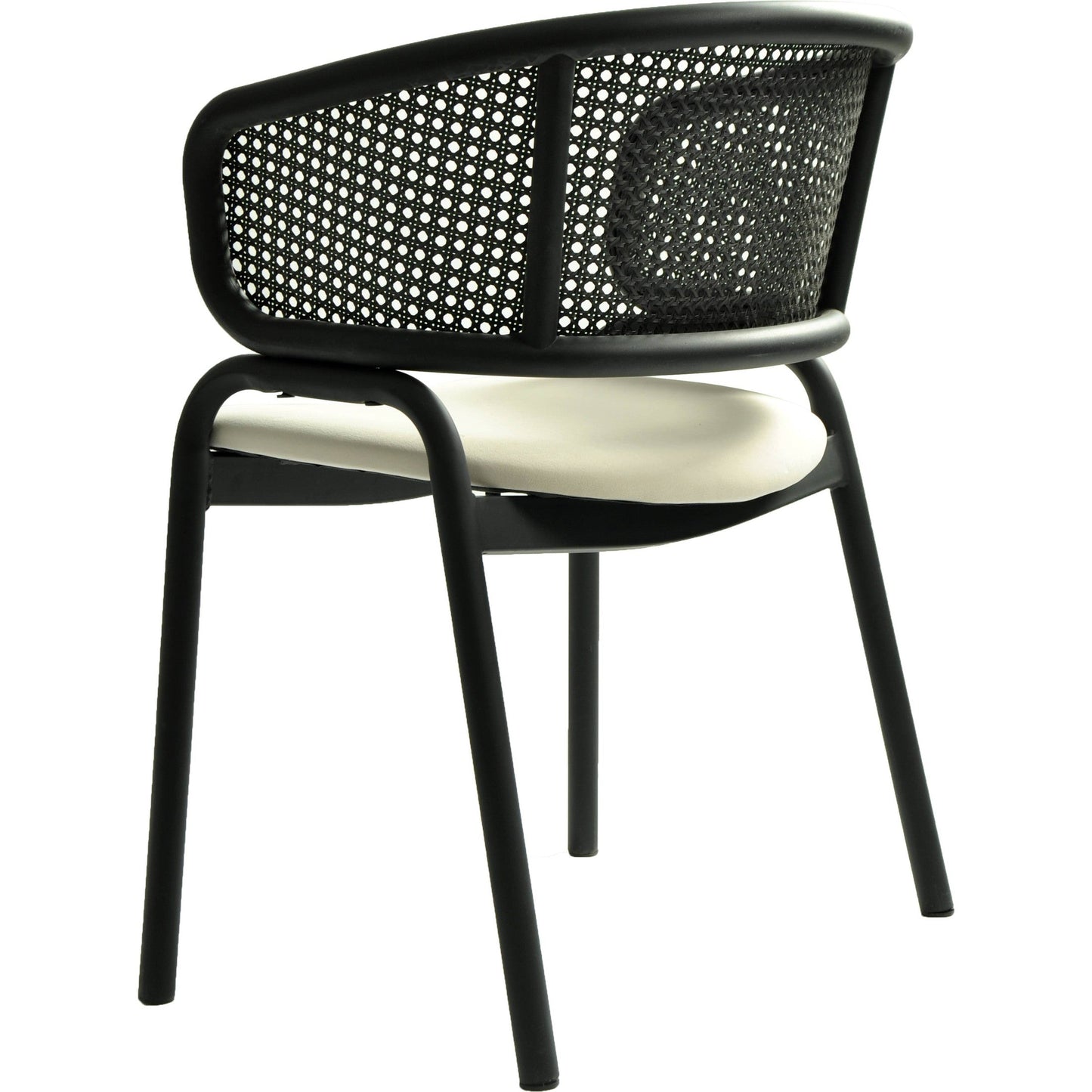 Ervilla Dining Armchair with Black Steel Legs and Black Wicker Back Set of 4