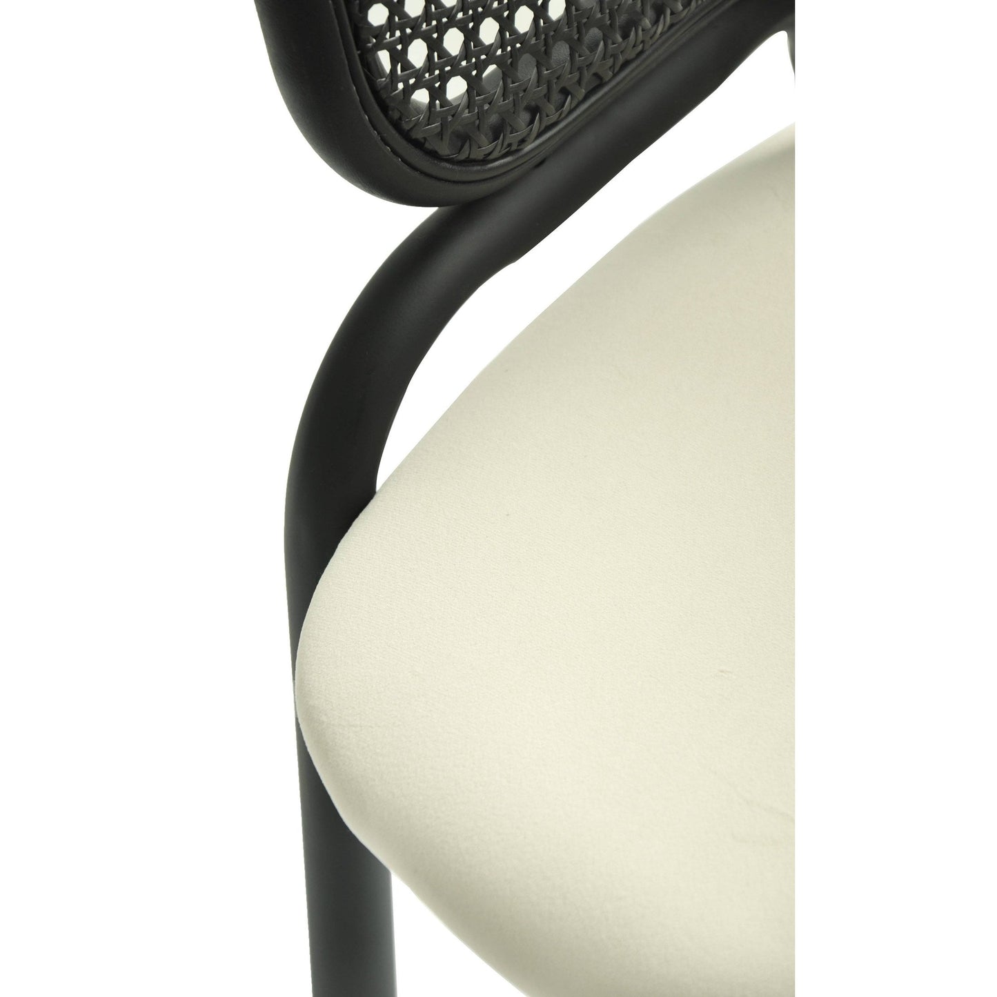 Ervilla Dining Armchair with Black Steel Legs and Black Wicker Back Set of 4