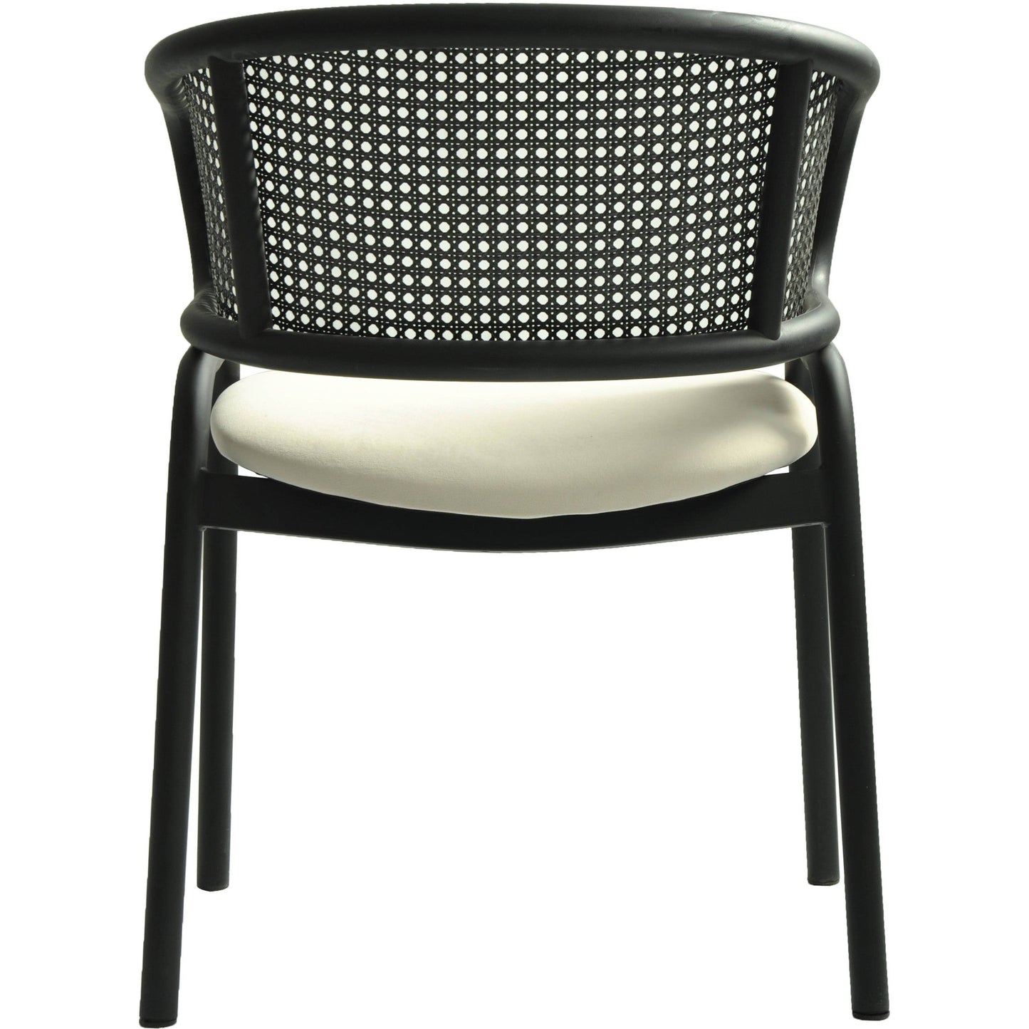 Ervilla Dining Armchair with Black Steel Legs and Black Wicker Back Set of 4