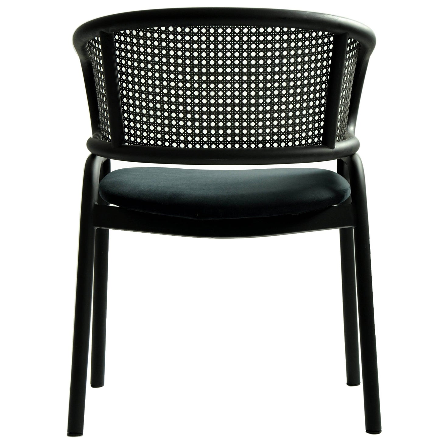 Ervilla Dining Armchair with Black Steel Legs and Black Wicker Back Set of 4