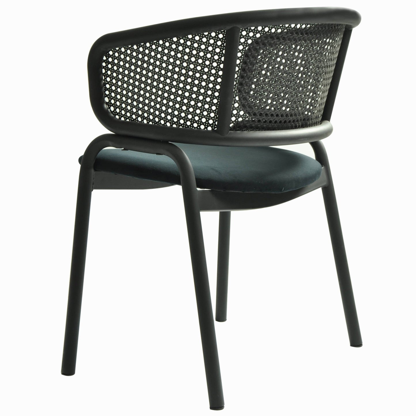 Ervilla Dining Armchair with Black Steel Legs and Black Wicker Back Set of 4