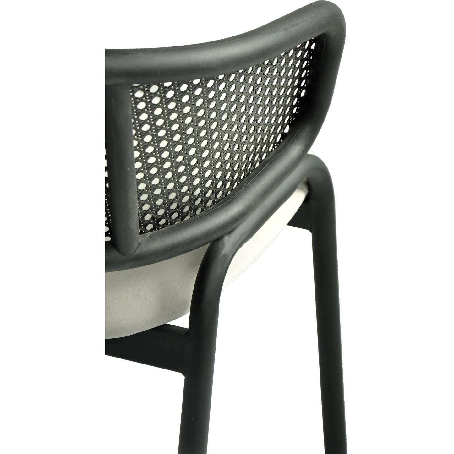 Ervilla Dining Armchair with Black Steel Legs and Black Wicker Back Set of 4