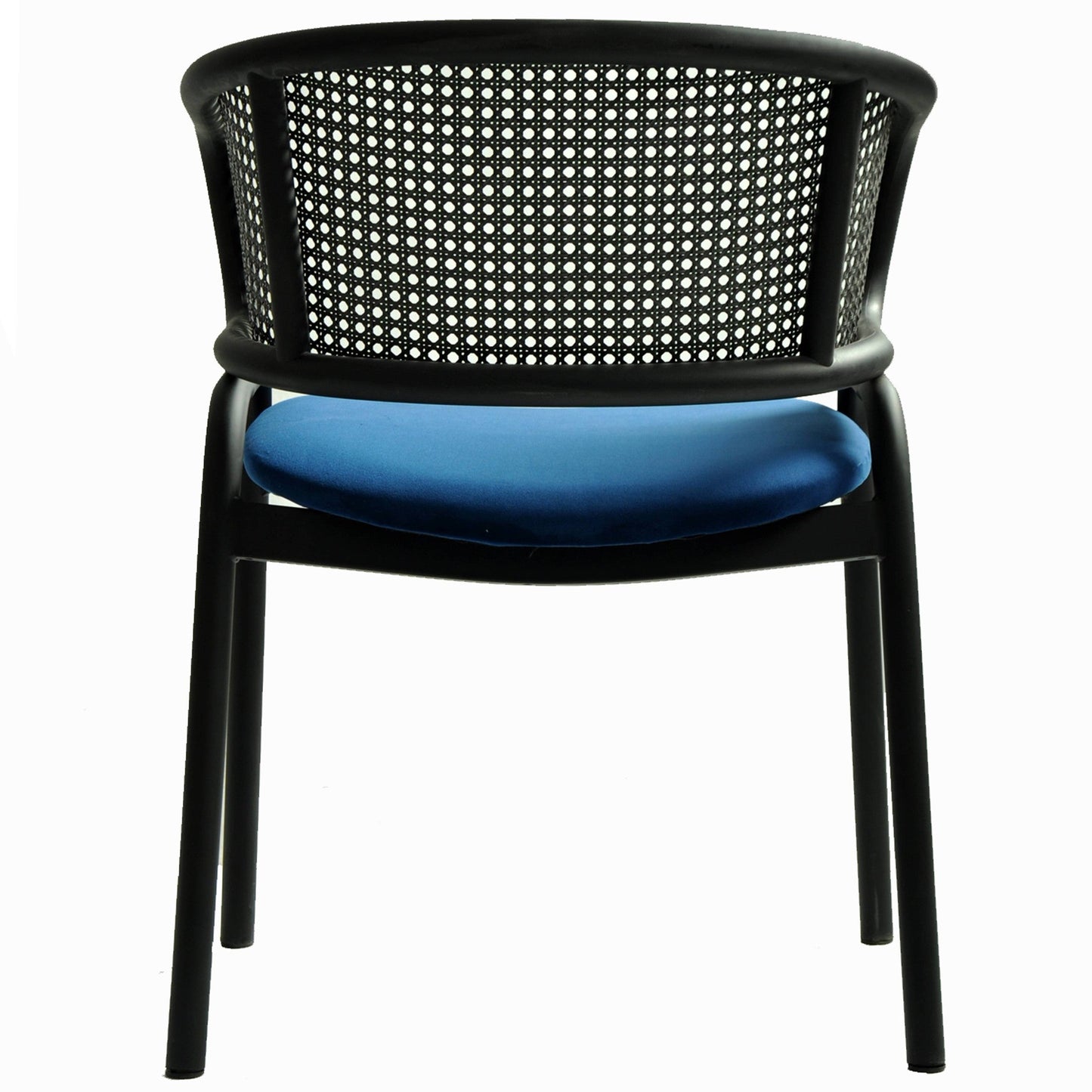 Ervilla Dining Armchair with Black Steel Legs and Black Wicker Back Set of 4