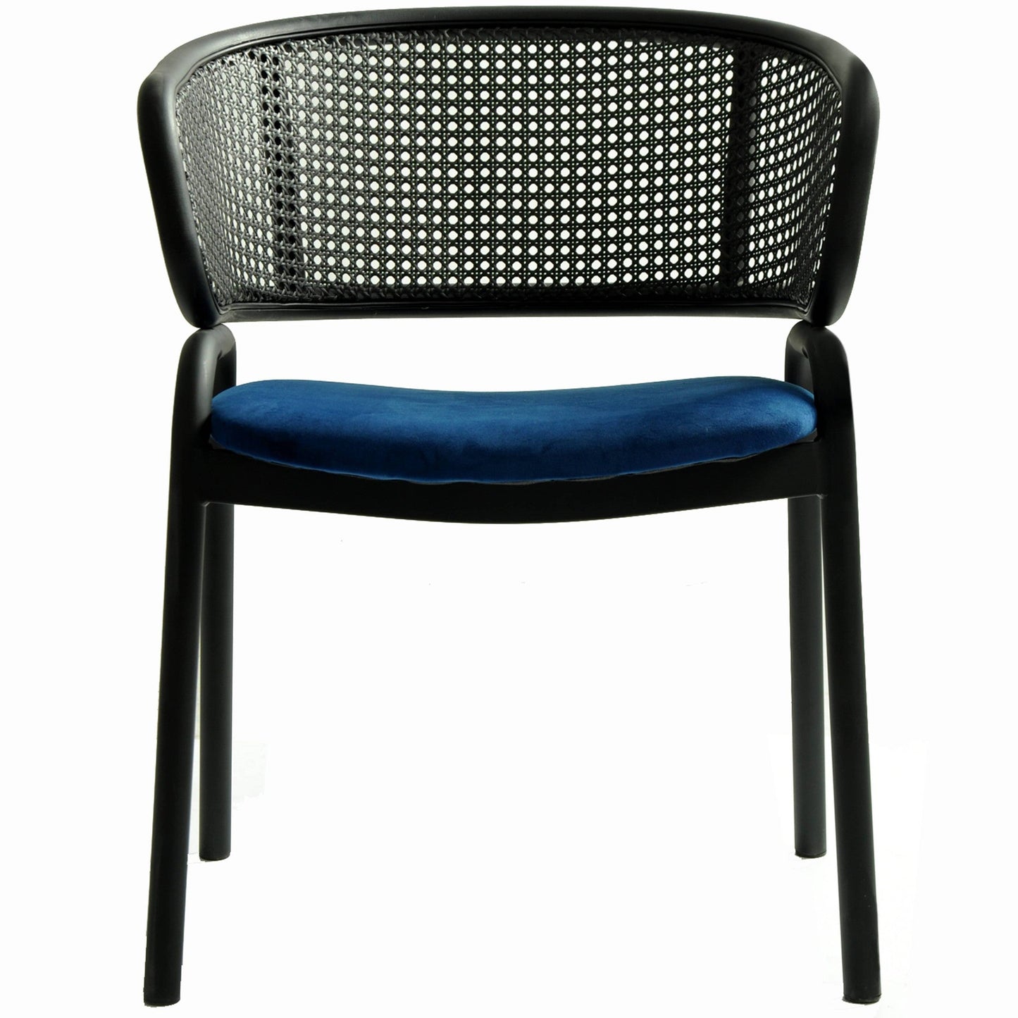 Ervilla Dining Armchair with Black Steel Legs and Black Wicker Back Set of 4