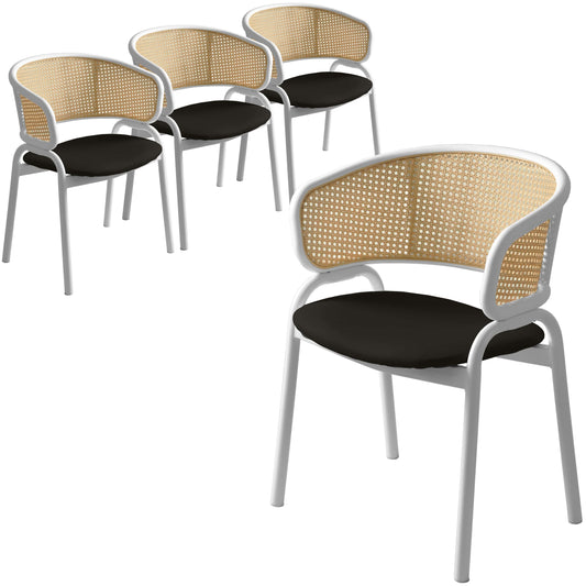 Ervilla Modern Dining Chair with White Frame and Steel Legs Set of 4