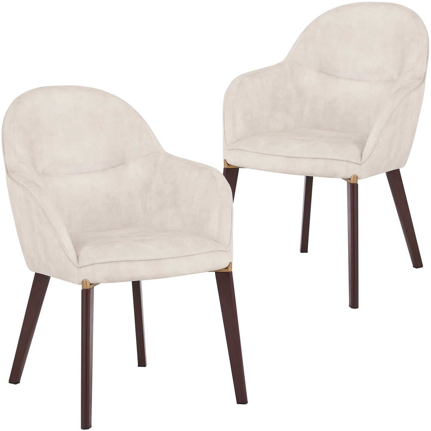 Elias Dining Chair Upholstered in Leather Velvet and Powder Coated Legs Set of 2