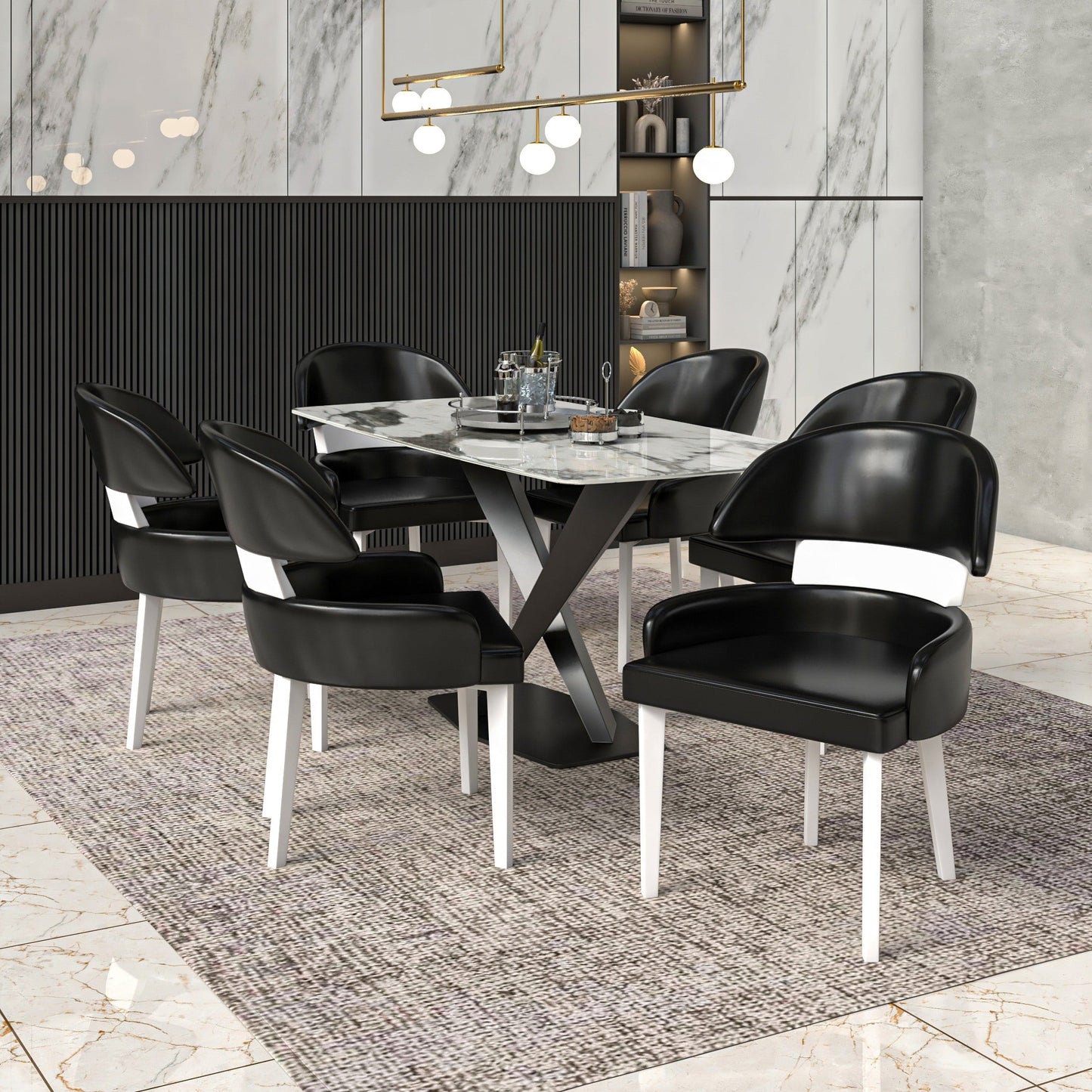 Ethos Leather Dining Chairs with Curved Open Back in Rubberwood