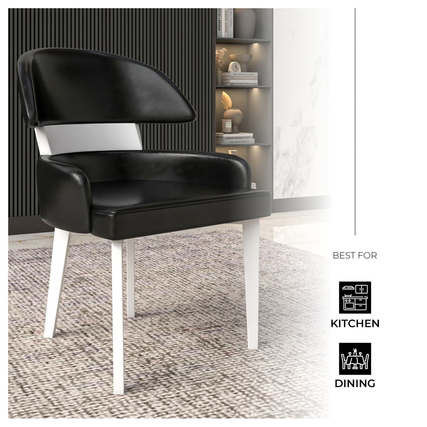 Ethos Leather Dining Chairs with Curved Open Back in Rubberwood