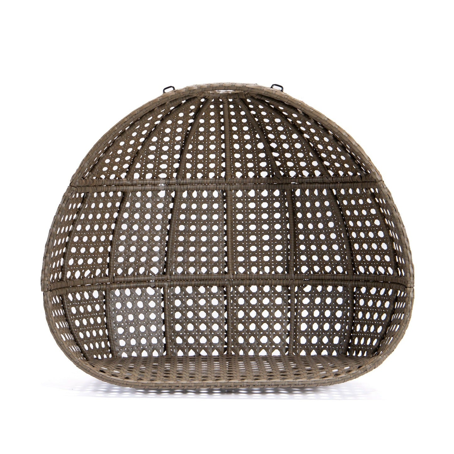 Wicker Hanging Double Egg Beige Swing Chair with an Iron Base