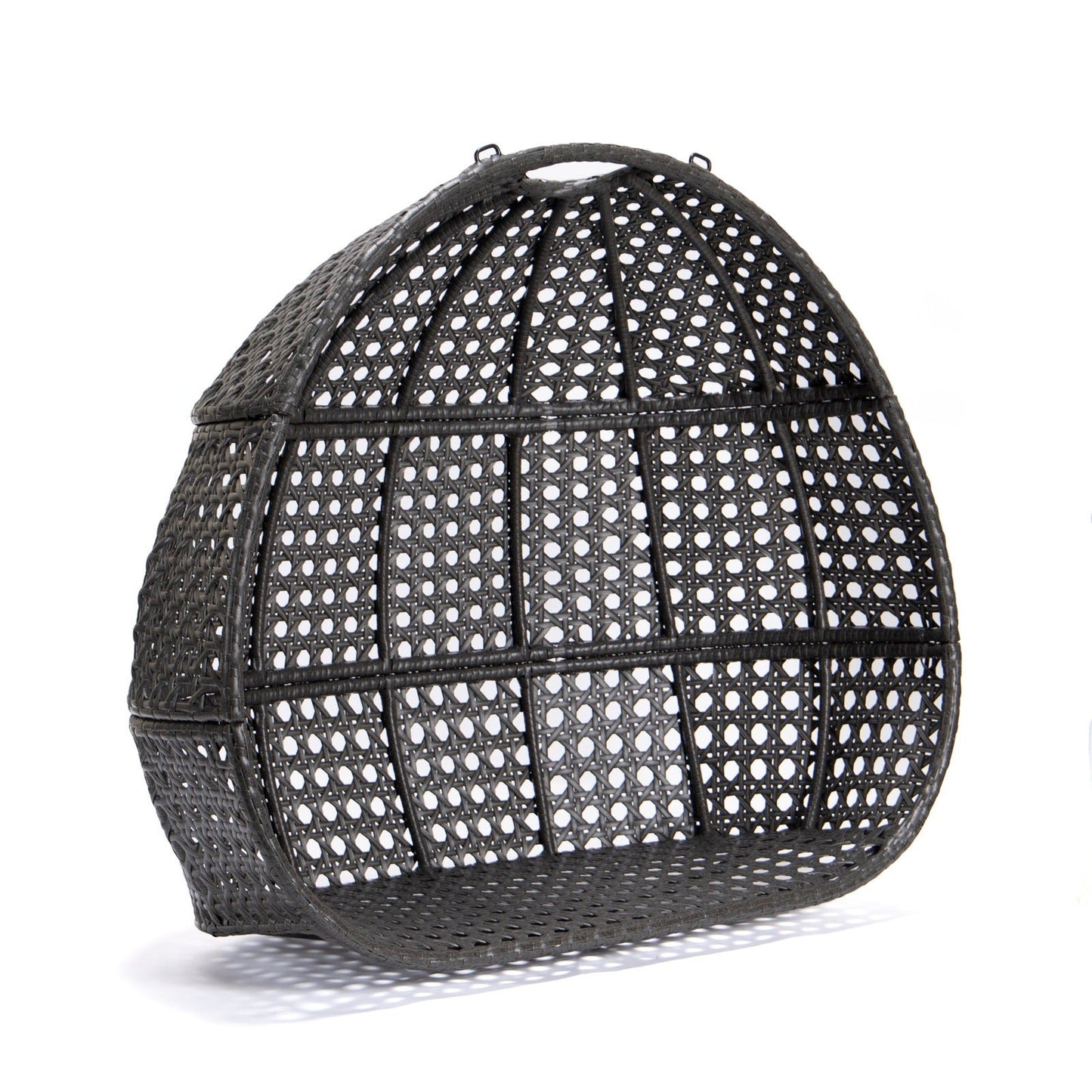 Wicker Hanging Double Egg Charcoal Swing Chair with an Iron Base